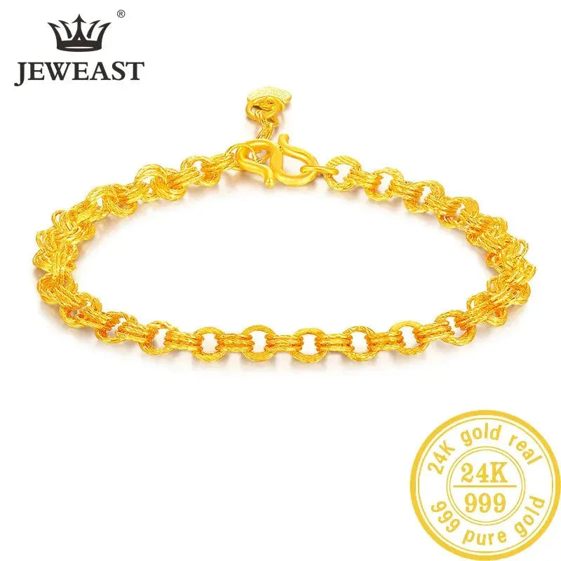 24K Pure Gold Bracelet - 999 Solid Real Gold Bangle for Women, Elegant & Romantic Classic Jewelry Gift for Anniversary, Valentine's Day & Special Occasions