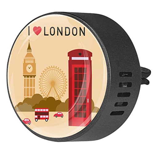2 Pack London Themed Car Air Freshener - Big Ben & Heart Locket Design, Essential Oil Diffuser with Vent Clip, Aromatherapy Gift for Mom, Birthday Present | Perfect for Travel, Commuting & Home Decor