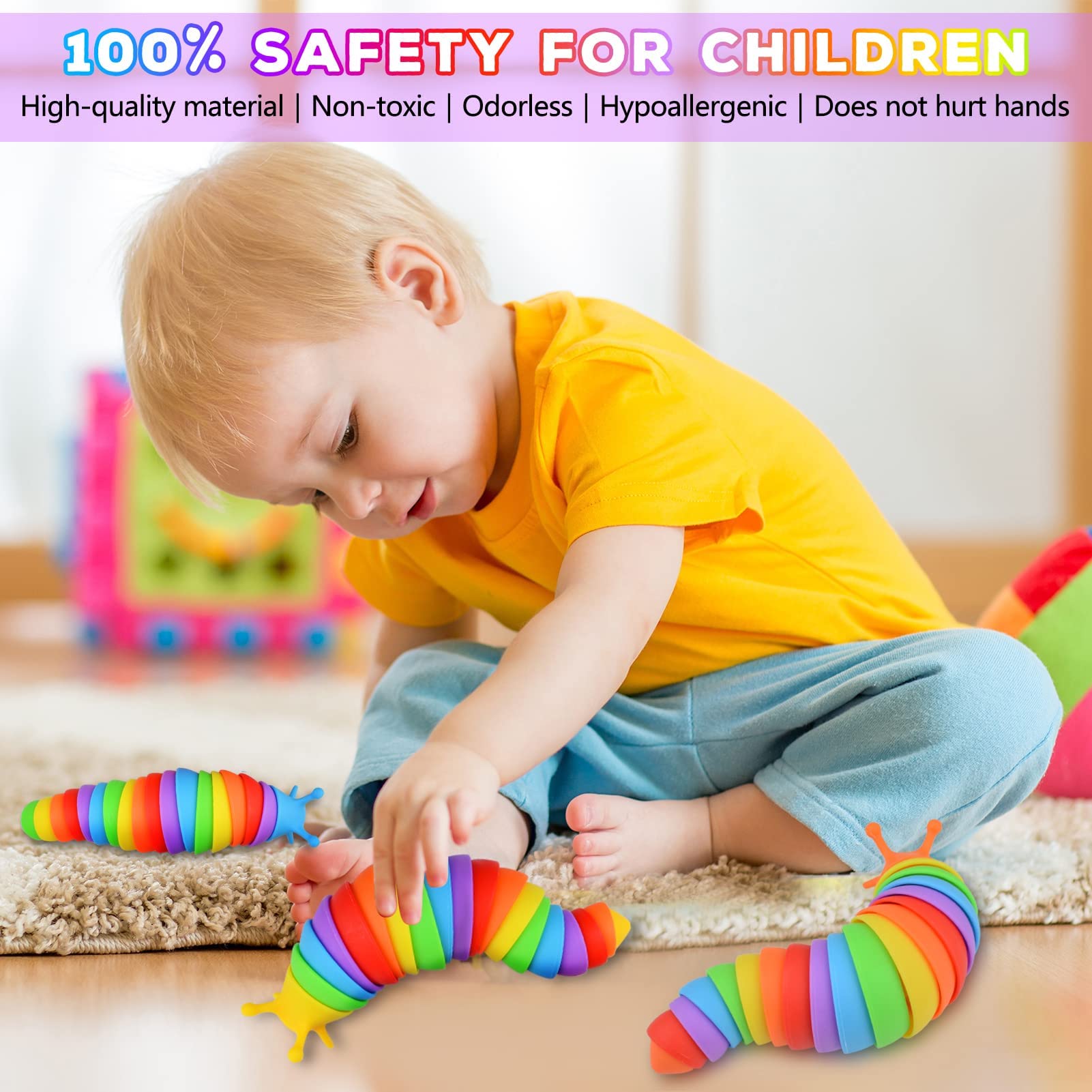 Cevioce Sensory Slug Fidget Toy - 3Pcs for Kids & Adults, Autism Stress Relief - Perfect for ASMR, Birthday Gifts