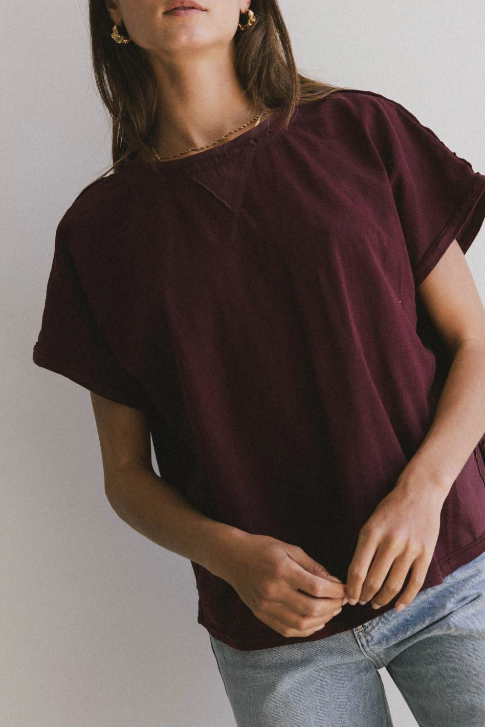 Stylish Indy Contrast Top in Burgundy - Women's Fashion Blouse for Casual & Evening Wear | Final Sale