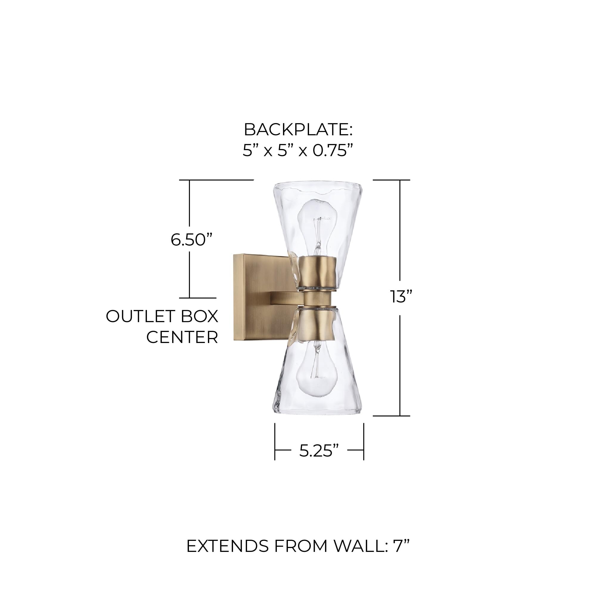 Capital Lighting 627522AD-456 Lyra Clear Water Glass 2-Light Wall Sconce - 13