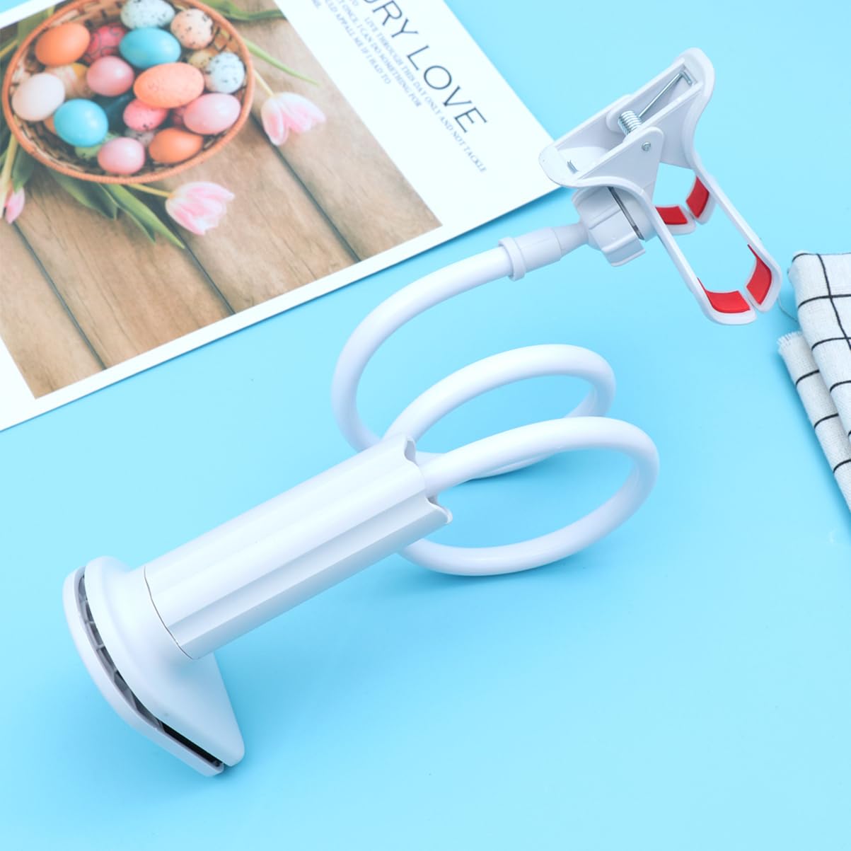 NUOBESTY 3-Pack Spiral Phone Stand Holder - Adjustable Car & Home Phone Mount Clip, White - Perfect for Desk, Bedside, Kitchen Counter & Dashboard Use