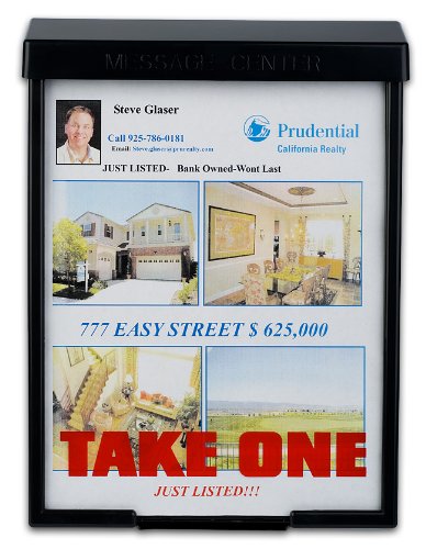 Black Snap Shut Brochure Holder Box - Waterproof Outdoor Flyer Display for Real Estate Agents - Perfect for Property Listings, Open Houses & Business Promotions