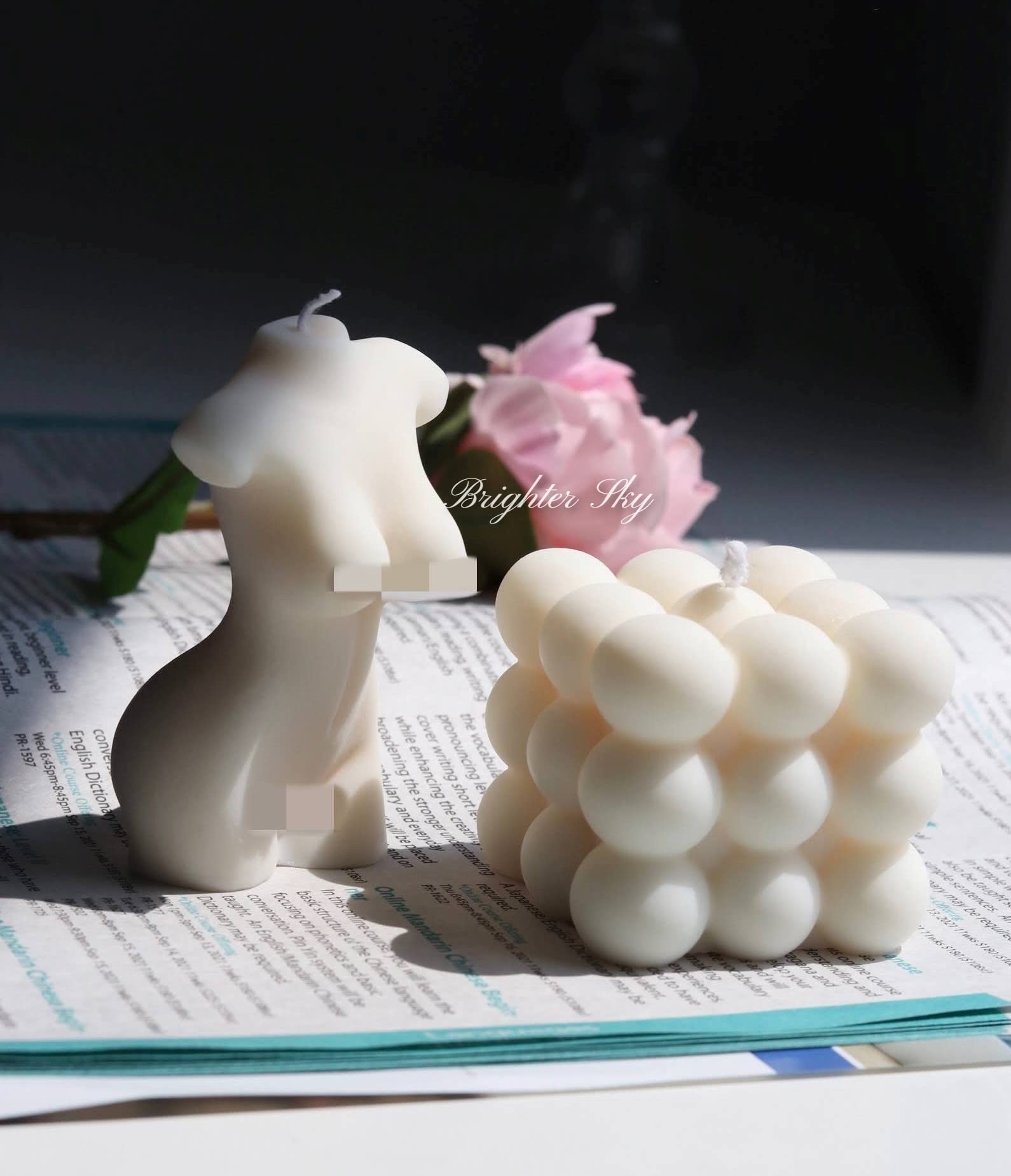 Premium Natural Wax Bubble Candle Body Candle Set - Aesthetic Rose Scented Candles for Home Decor, Romantic Gifts for Her, Birthday & Special Occasions - Minimalist Decorative Candles for Relaxation & Ambiance