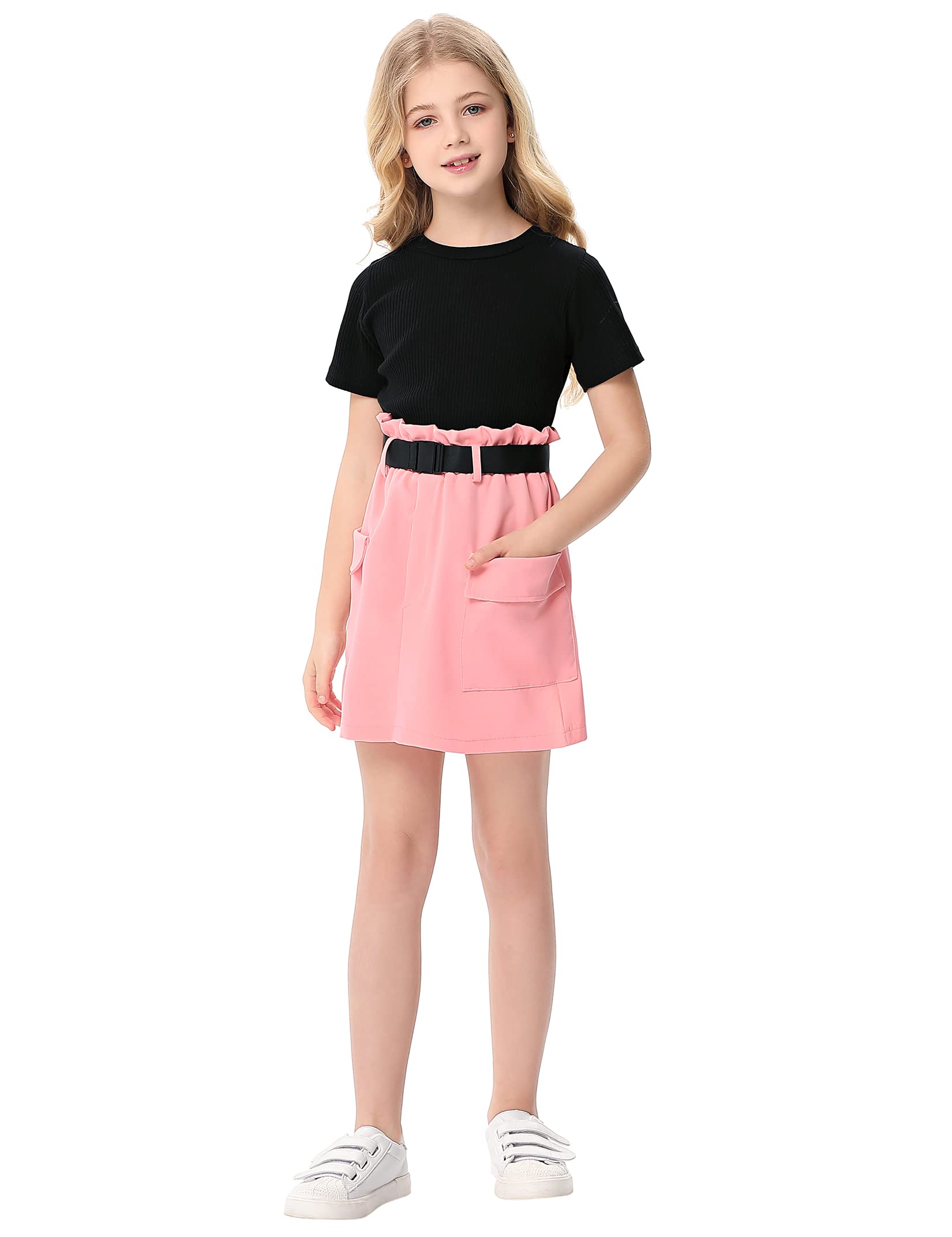Girls Summer 2-Piece Outfit Set - Cute T-Shirt & Shorts Skirt Combo for Toddler & Kids | Perfect for Beach, Playdates & Outdoor Activities