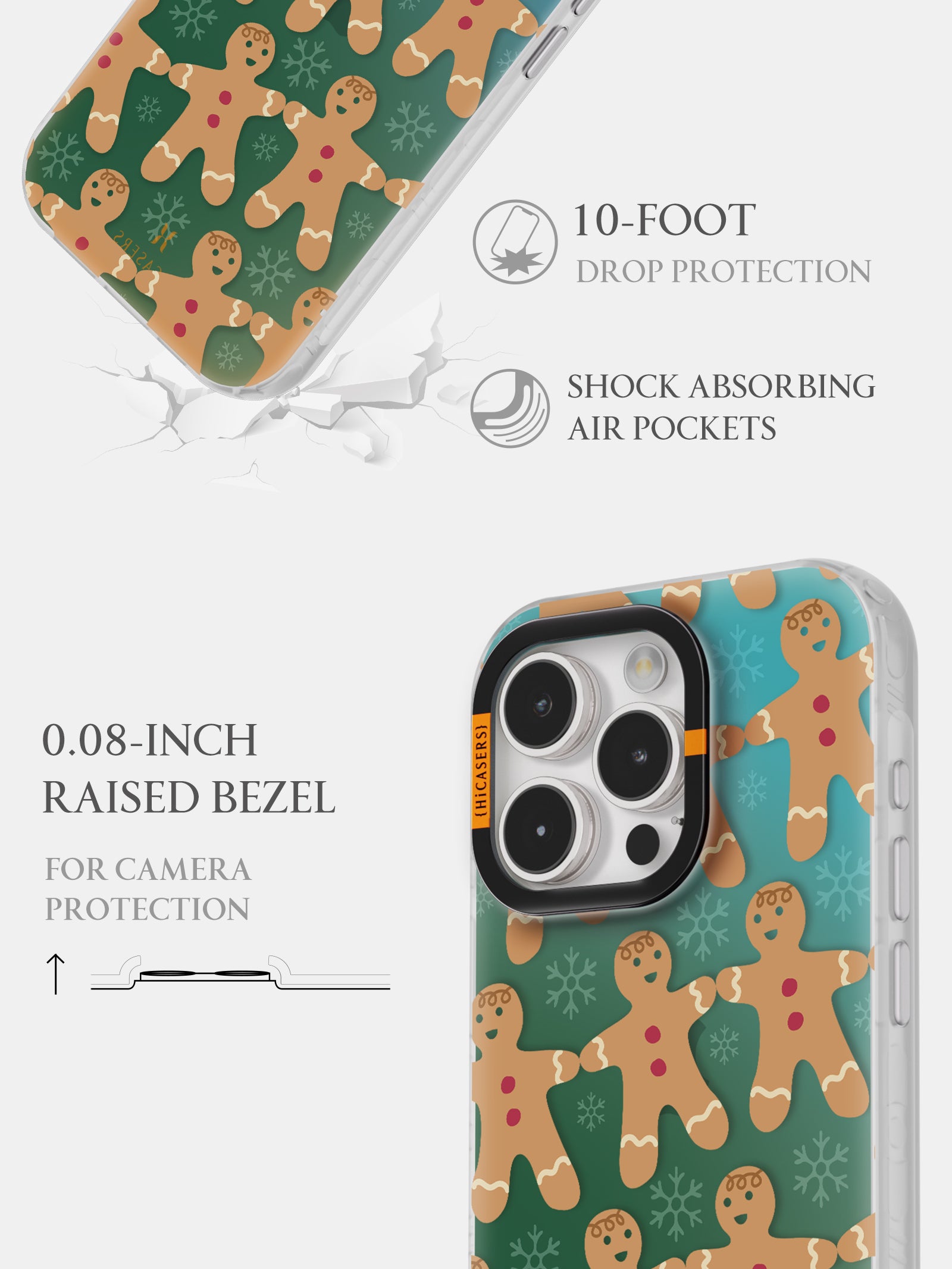Iridescent Green Frosted Gingerbread Man Phone Case - Perfect for Christmas Gifts & Holiday Decorations