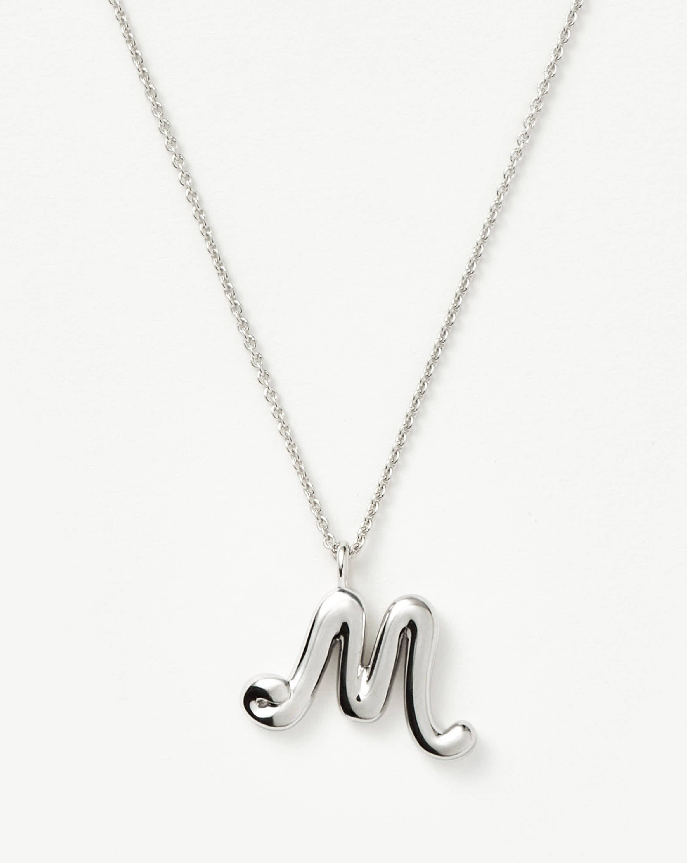 Personalized Sterling Silver Curly Molten Initial Pendant Necklace - Custom Name Letter Jewelry for Women, Gift for Her, Birthday, Anniversary, Valentine's Day