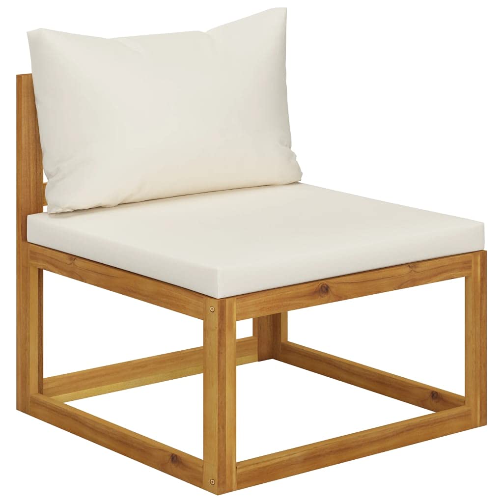 vidaXL 6-Piece Patio Lounge Set with Cushions & Coffee Table - Modern Cream Acacia Wood Outdoor Sectional Sofa for Garden, Backyard, Poolside & Patio Relaxation