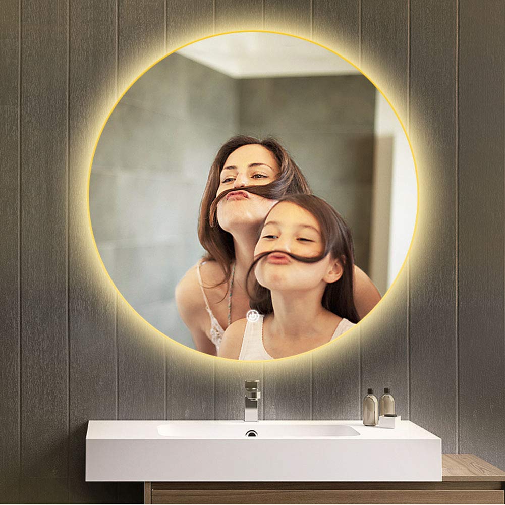 L&ED LED Bathroom Mirror - Round Wall Mounted Makeup Mirror with Backlight, Waterproof & Energy Saving - Perfect for Vanity, Dressing Room and Bathroom Decor