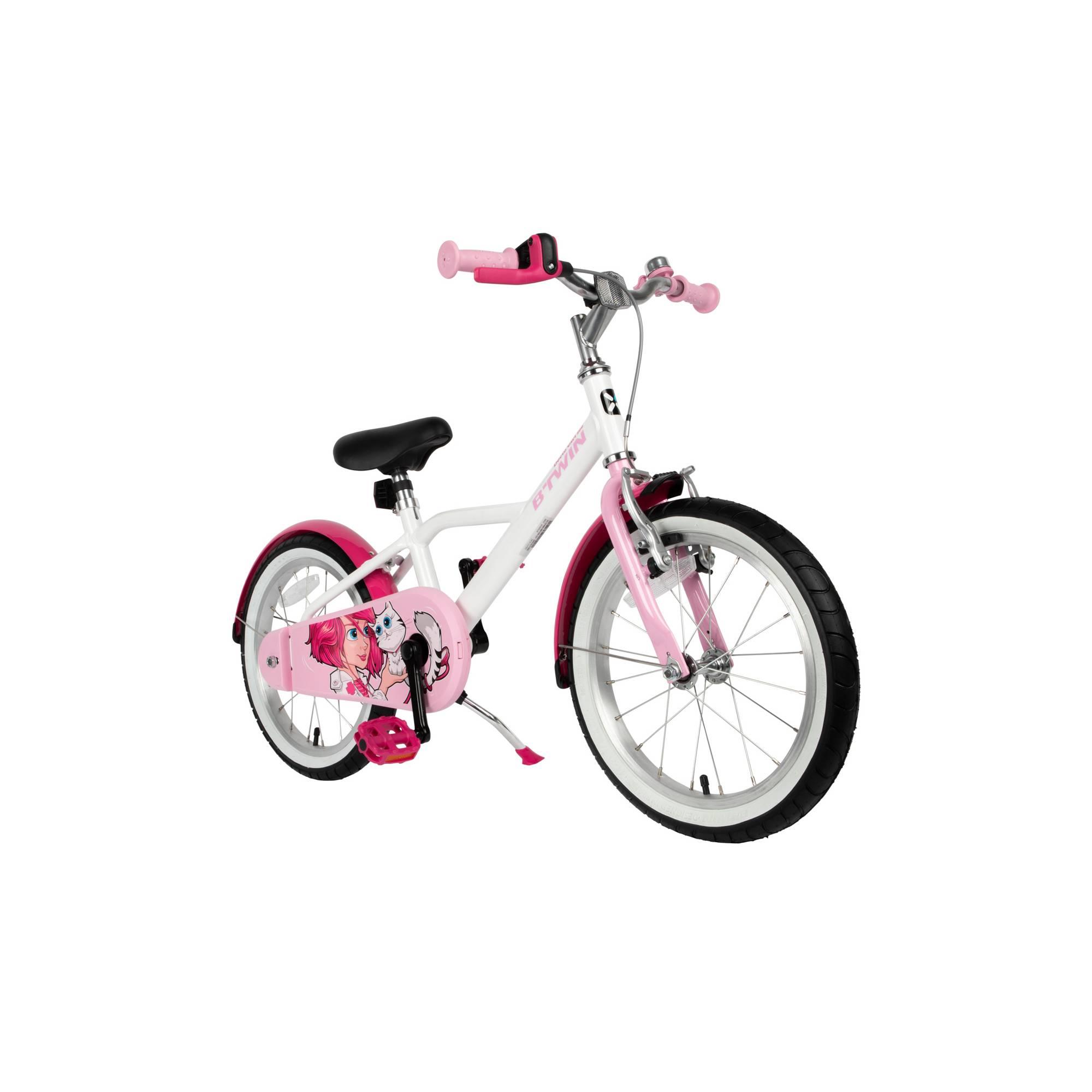 Btwin HYC500 Girls' Hybrid Bike 16 Inch for Kids Age 3-7 to 4-0 | Perfect for Neighborhood Rides, Park Adventures & Learning to Cycle