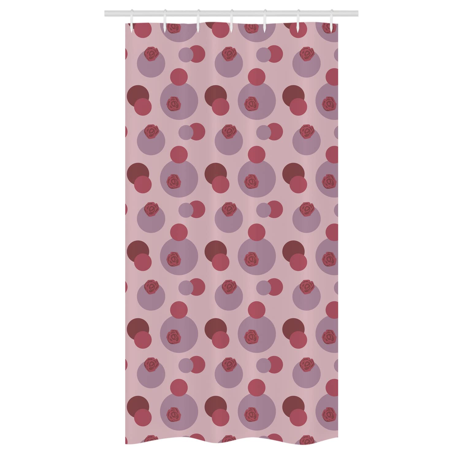 Ambesonne Pastel Stall Shower Curtain - Modern Rose Silhouette & Circle Design, 36x72 Inch Bathroom Decor with Hooks, Waterproof Fabric for Elegant Home & Spa Style Bathrooms (Dried Rose Grey Pink)