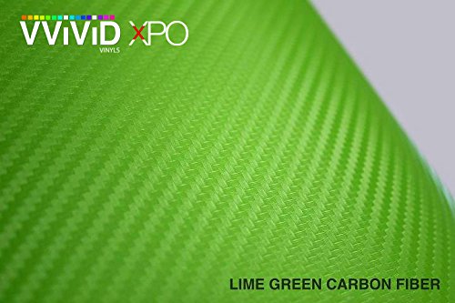 VViViD® XPO Lime Green Carbon Fiber Car Wrap Vinyl Roll with Air Release Technology - 50ft x 5ft Full Car Coverage - DIY Vehicle Customization for Cars, Trucks & Motorcycles - High Gloss Finish & Easy Installation