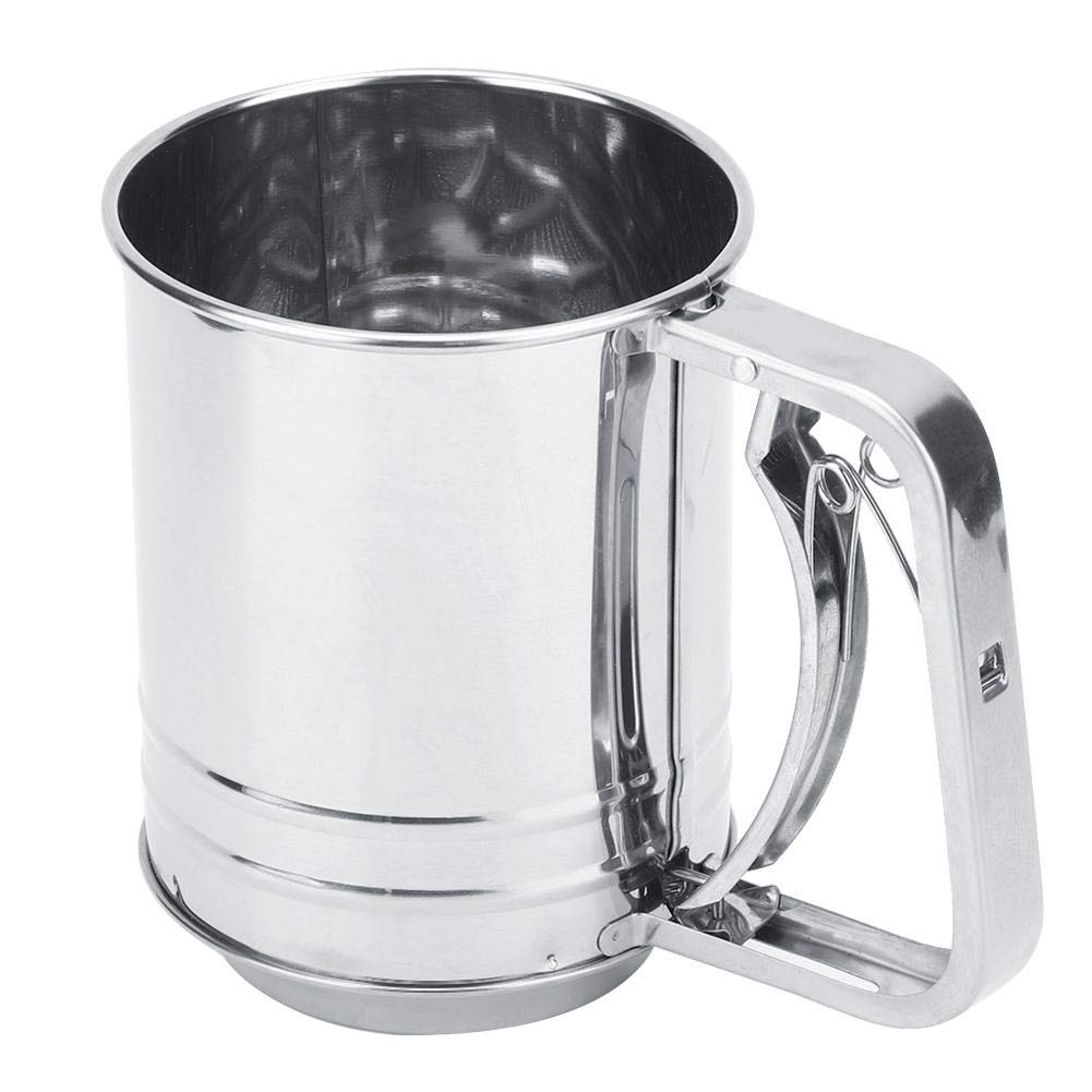 Premium Stainless Steel Powder Sifter - Double Layer Fine Mesh Flour Sugar Spice Sieve for Baking | Handheld Kitchen Strainer for Cake Decorating, Cookie Making & Cooking Essentials