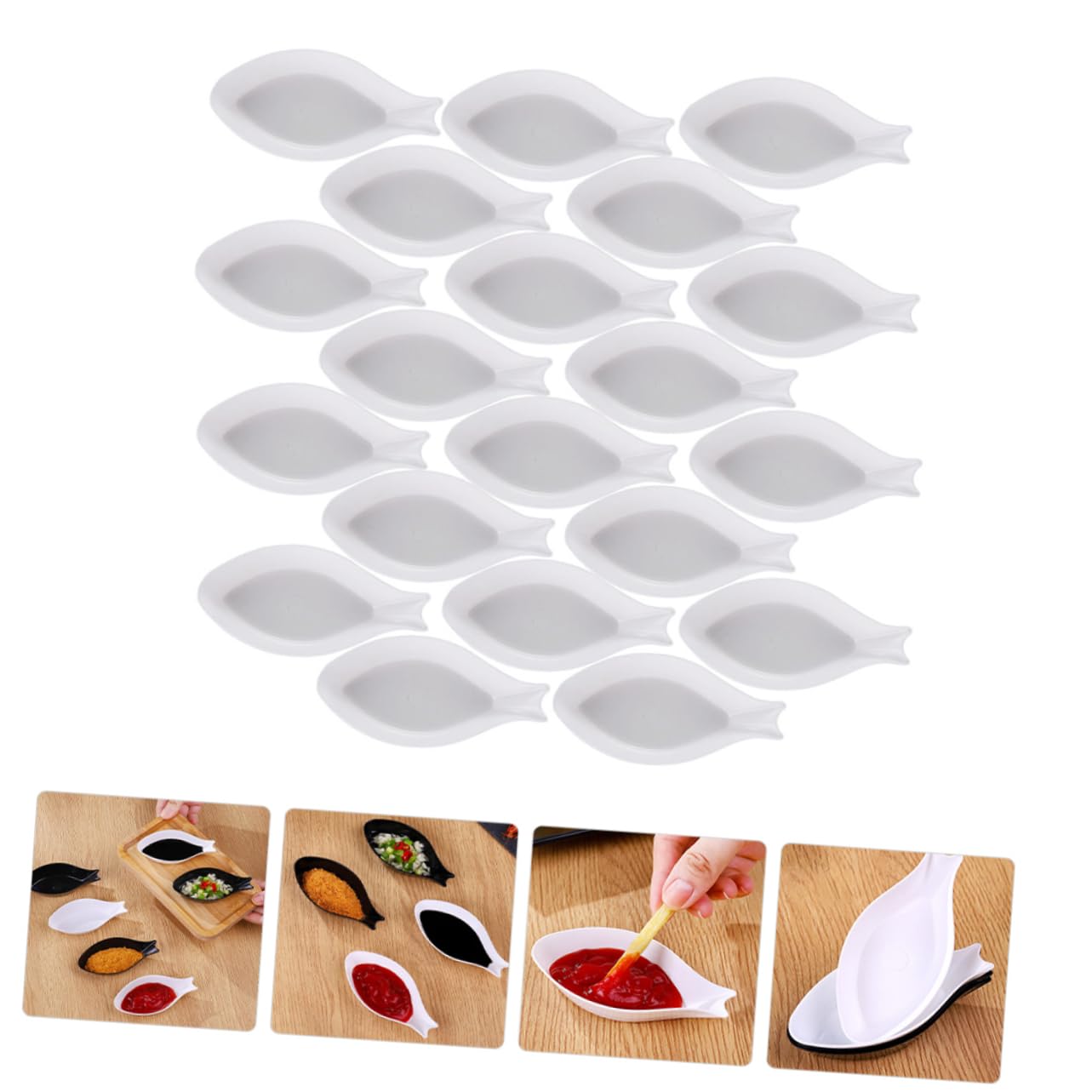 25 Pcs Fish-Shaped Porcelain Dipping Bowls for Sauces, Sushi, Appetizers & Charcuterie Boards - Elegant Condiment Dishes for Asian Cuisine, Party Platters & Home Dining