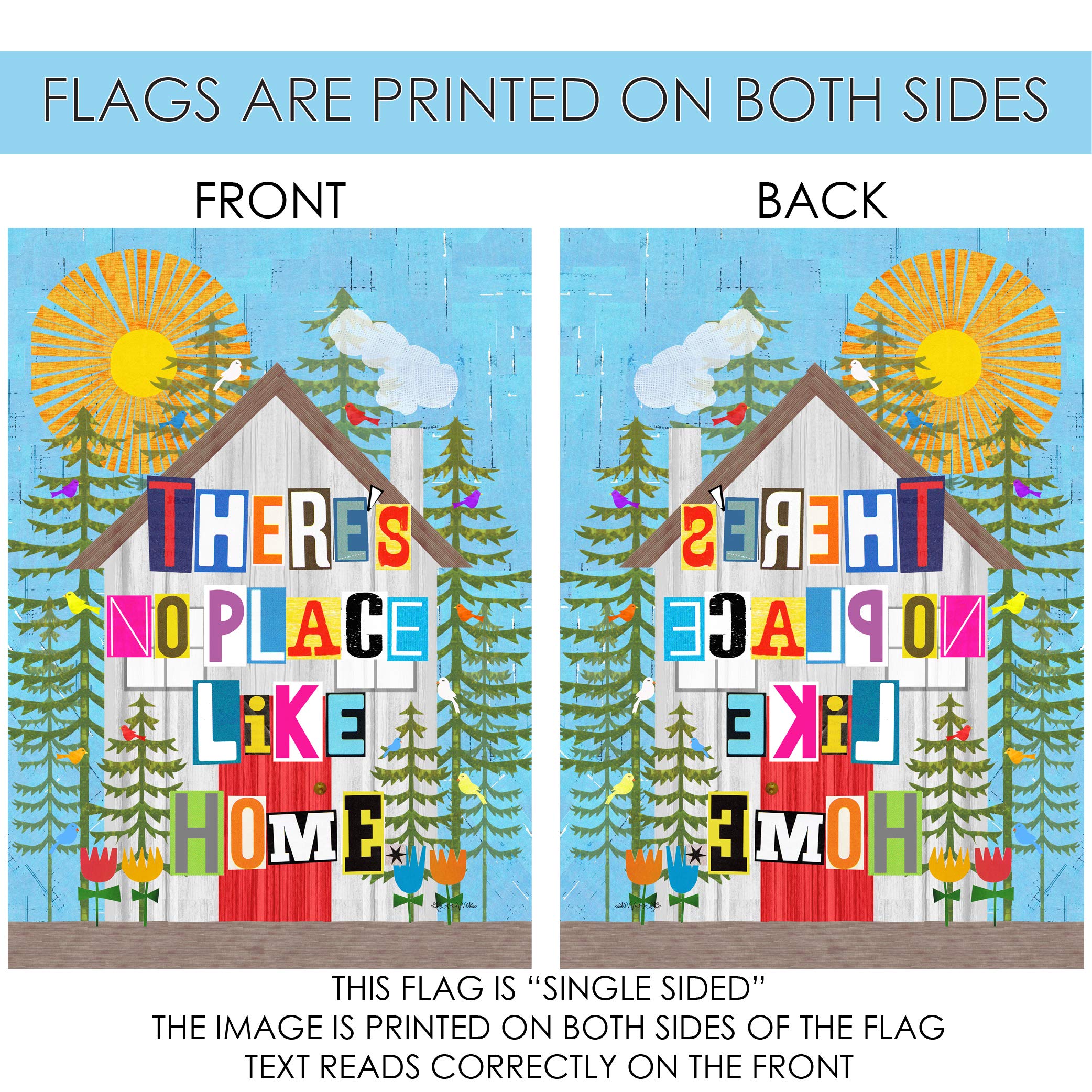 Toland Home Garden 1010793 No Place Like Home Double Sided Outdoor House Flag - 28x40 Inch Welcome Yard Decoration for Front Porch, Garden & Patio