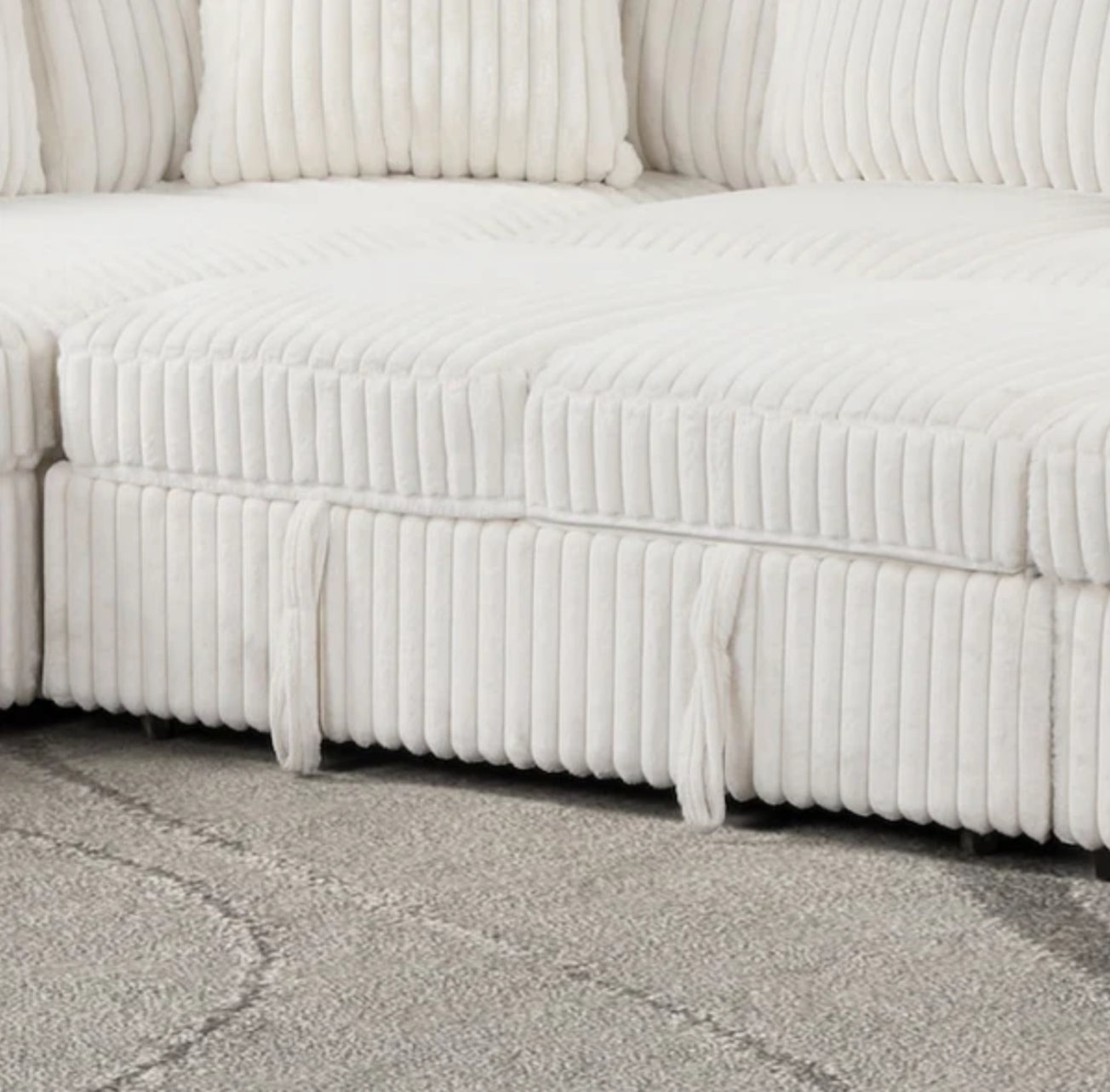Becky Sectional Pull Out Sleeper Sofa with Storage Chaise | Corduroy Fabric | Convertible Couch Bed for Small Spaces | Perfect for Guest Rooms, Apartments & Living Rooms