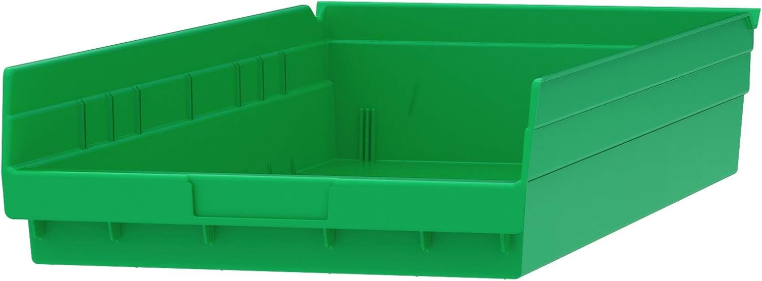 Akro-Mils 30174 Heavy Duty Plastic Storage Bins - 6 Pack Green Shelf Organizers (24