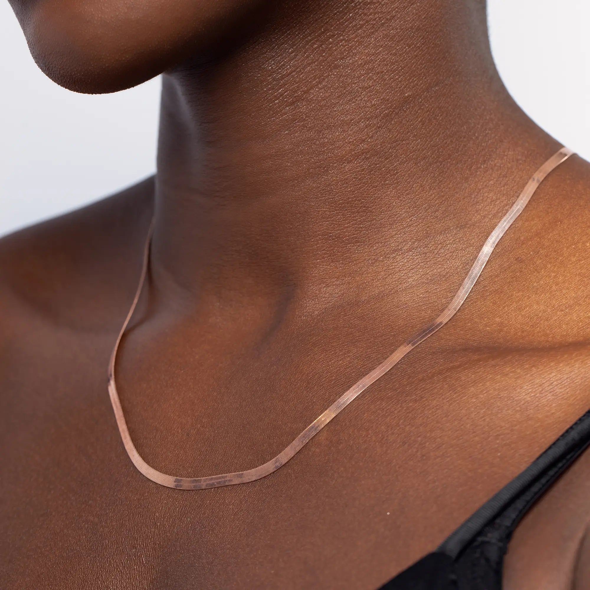 Rose Gold Herringbone Chain Necklace for Women - 18K Gold Plated Dainty Layering Necklace Jewelry Gift for Her - Perfect for Everyday Wear, Date Nights & Special Occasions