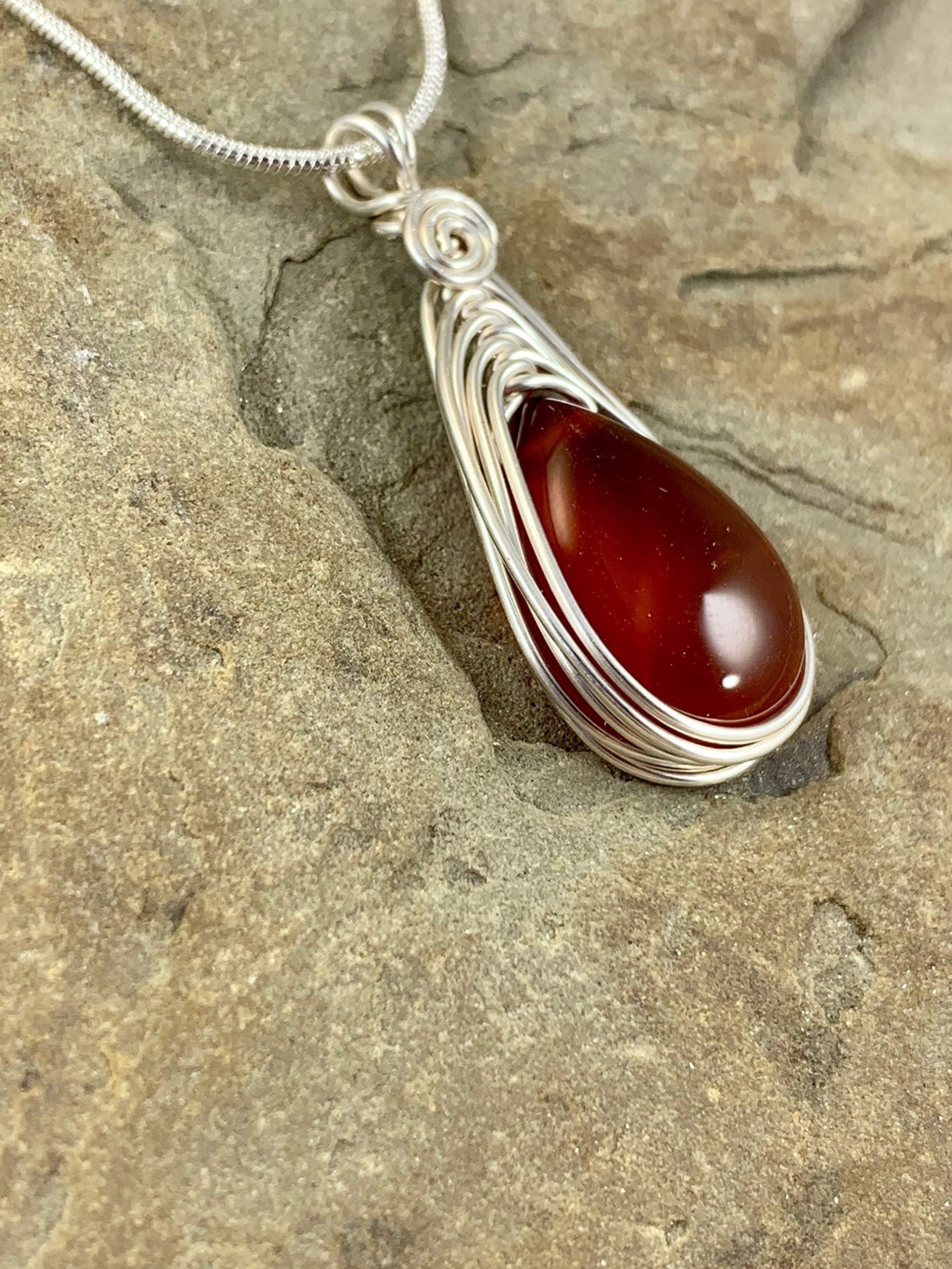 Elegant Silver Carnelian Necklace for Women - Sterling Silver Chain Pendant Jewelry - Perfect for Gifts, Parties & Everyday Wear