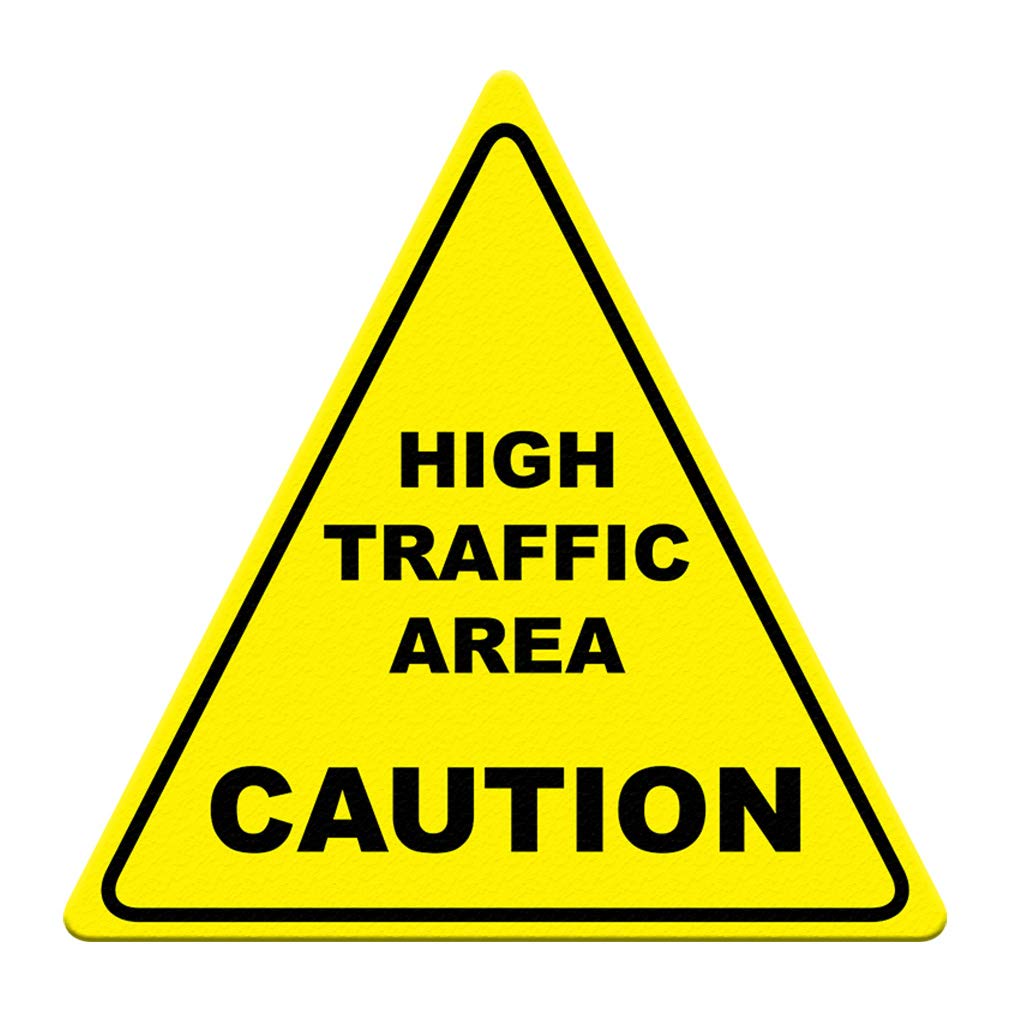 Anti-Slip Caution Floor Decals - 36 Inch Yellow & Black Triangle Safety Signs for High Traffic Areas | Durable Industrial Stickers for Warehouses, Retail Stores & Public Spaces