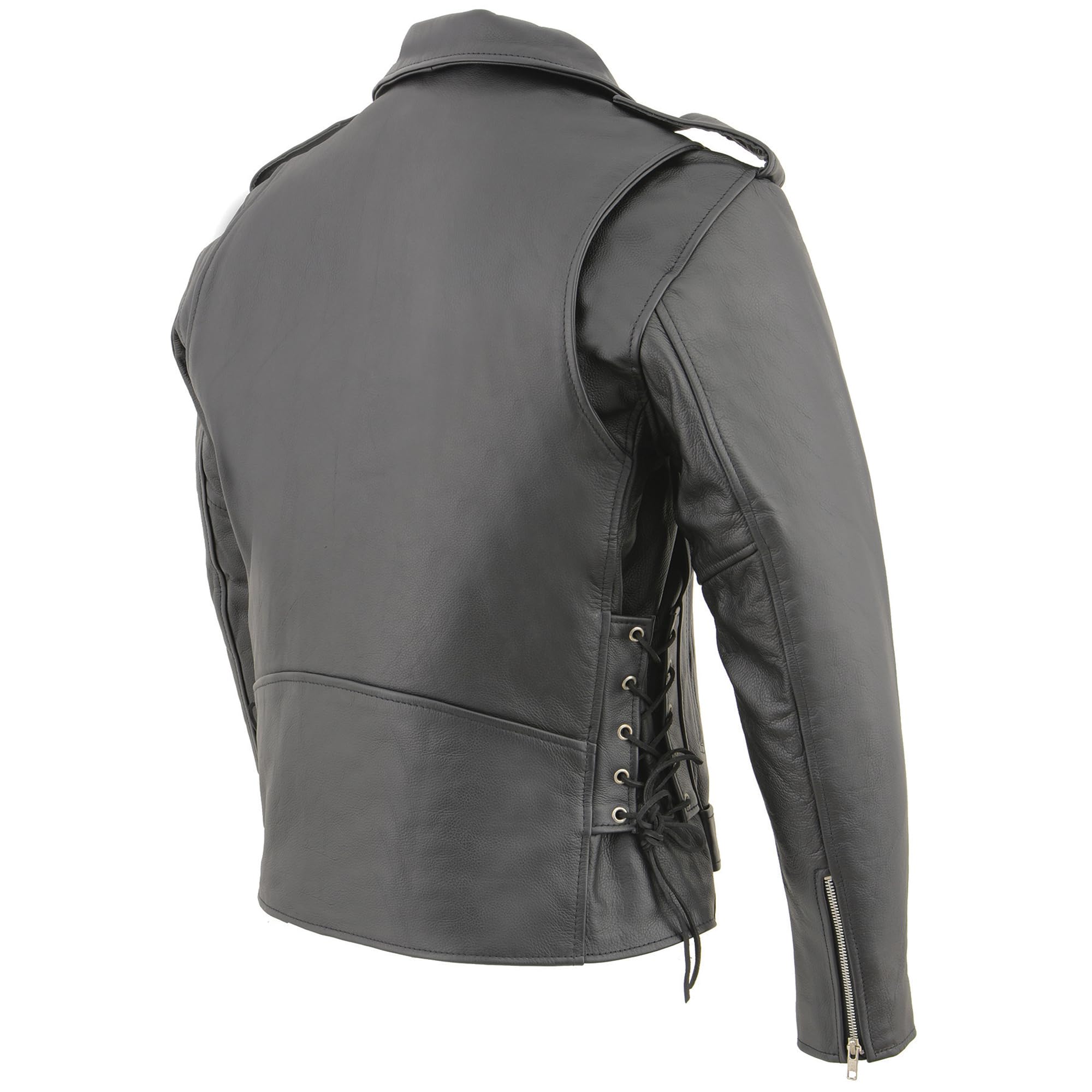 Milwaukee Leather Men's Classic Side Black Leather Lace-Up Police Style Motorcycle Jacket SH1011 - Perfect for Riding, Law Enforcement & Casual Wear