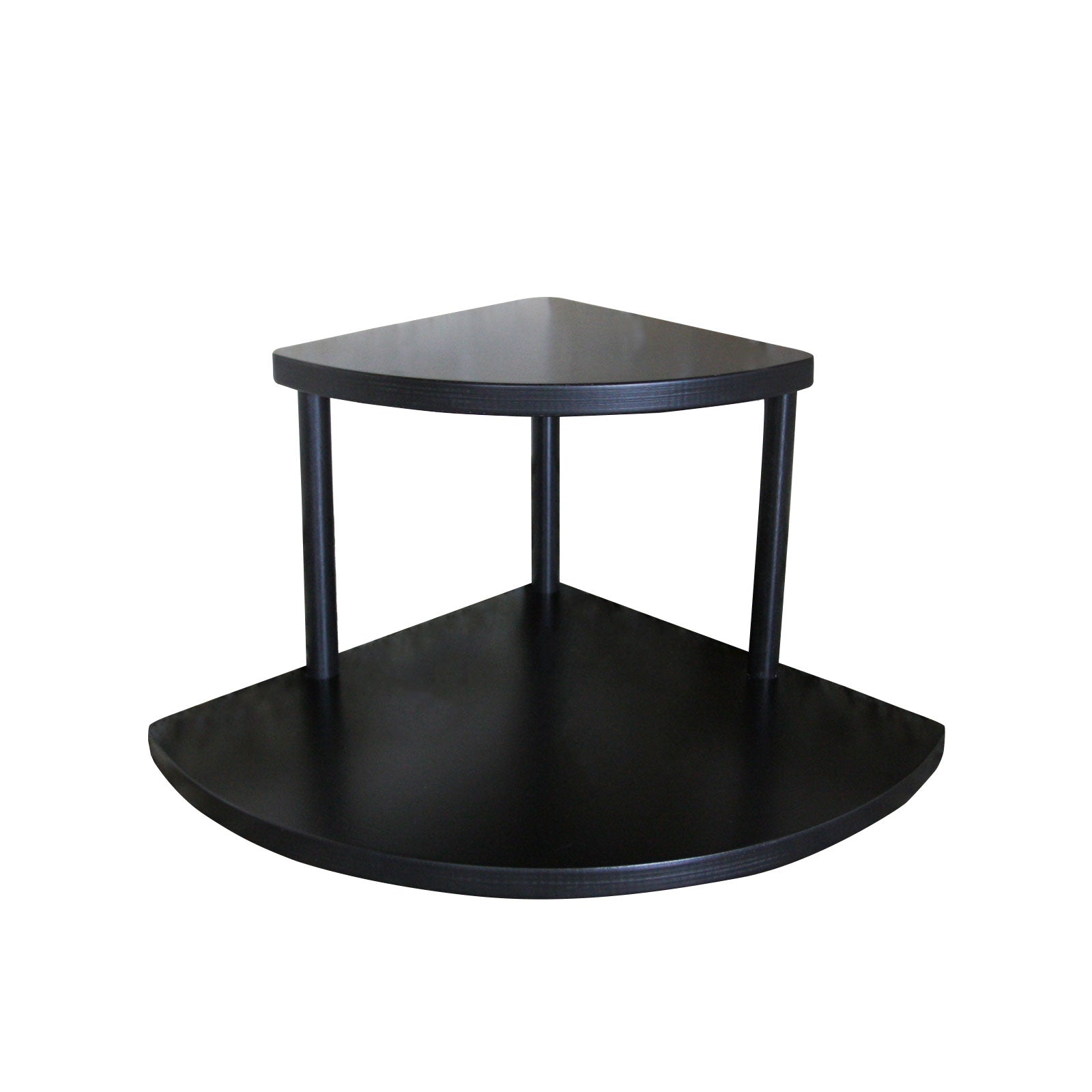 Counter Caddies™ 9-Inch Tall Stained Wood Corner Shelf - Black & Natural Finish | Perfect for Kitchen, Bathroom & Office Organization