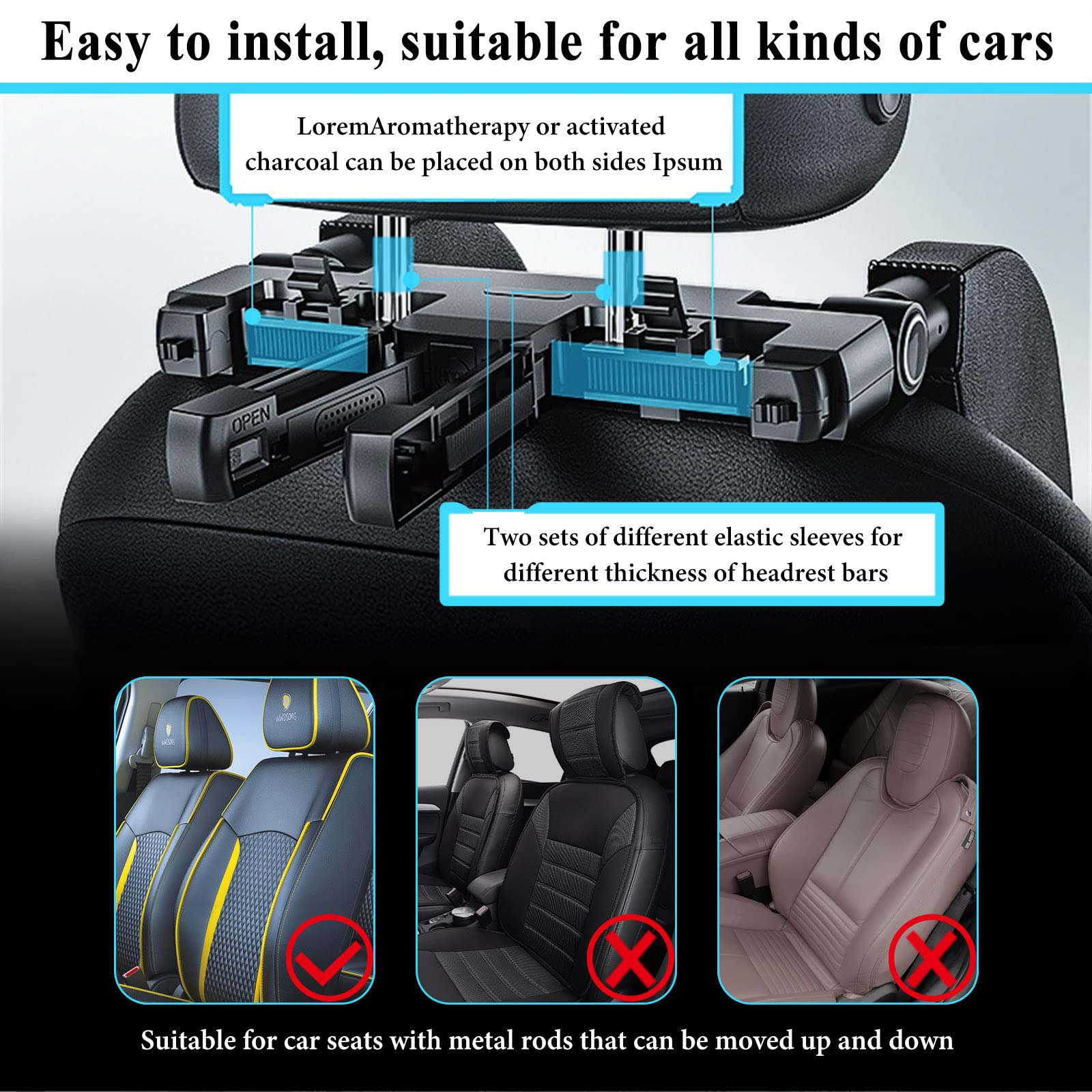 180 Degrees Adjustable Car Headrest Pillow - Memory Foam Neck Support for Adults & Kids - Travel & Road Trip Sleeping Aid - Universal Fit for Cars, SUVs & Booster Seats (Black) - Perfect for Long Drives & Commuting