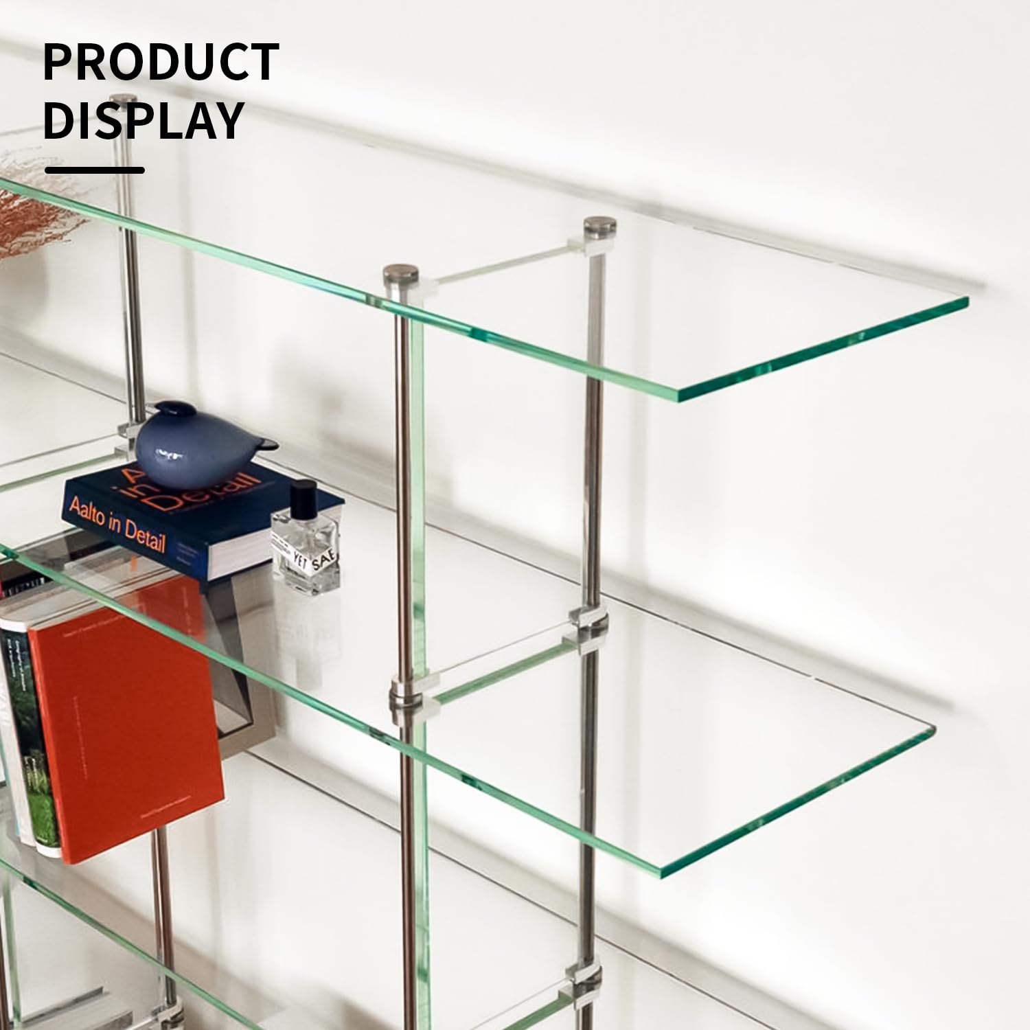 5-Piece Frameless Rectangle Tempered Glass Shelf Set - 14