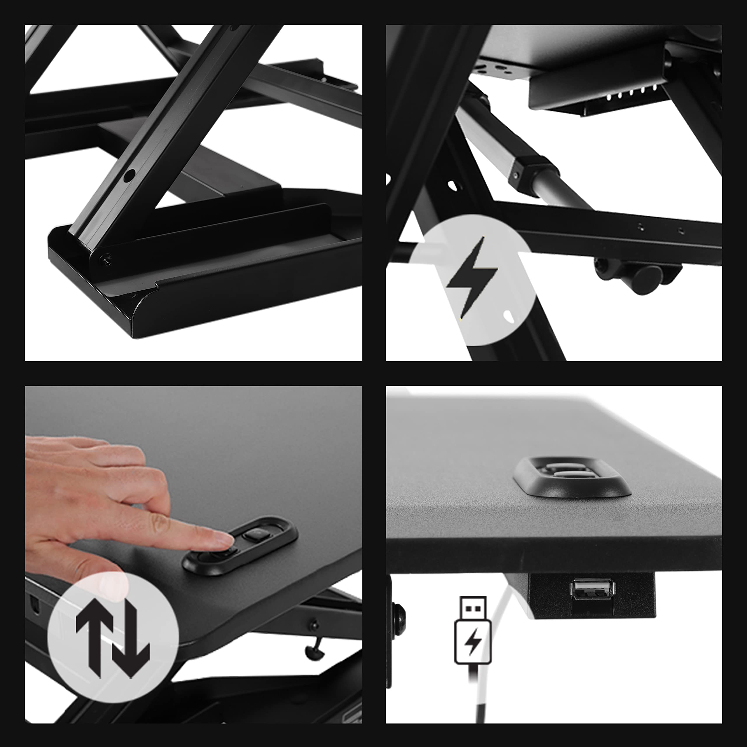 Electric Height Adjustable Standing Desk DM05D9 | 31.5x24.4 Inch Ergonomic Workstation with 13.5-44cm Lift Range | Computer Riser for Home Office, Gaming Setup & Remote Work | PC Monitor Stand, Laptop & Keyboard Platform