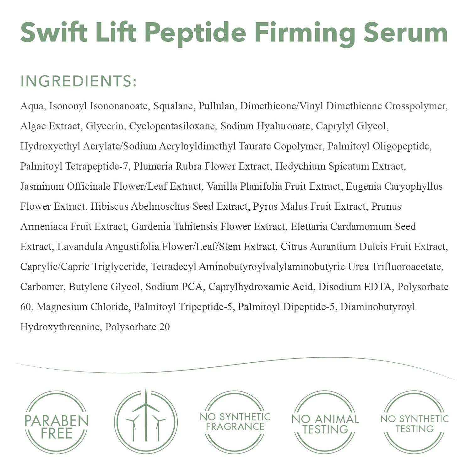 emerginC Swift Lift Peptide Firming Serum - Anti-Aging Face Serum with Hyaluronic Acid & Plant Extracts - Reduces Wrinkles & Fine Lines - 1 fl oz (30ml) for Daily Skincare Routine & Nighttime Use