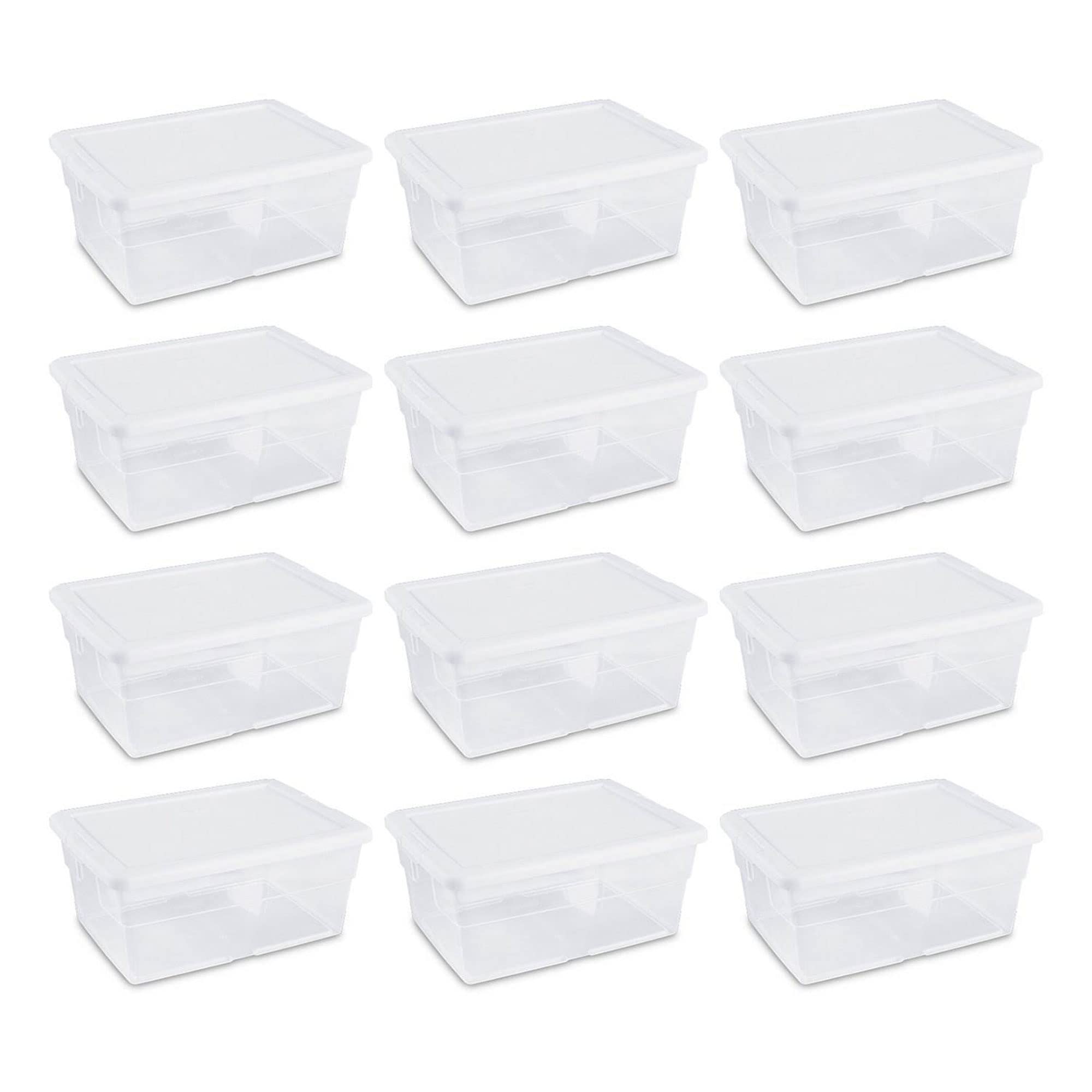 Sterilite 16 Qt & 6 Qt Clear Plastic Storage Containers with Secure Latching Lids - 12 Pack + 24 Pack for Home, Office, Kitchen & Pantry Organization - Perfect for Food Storage, Craft Supplies & Closet Organization