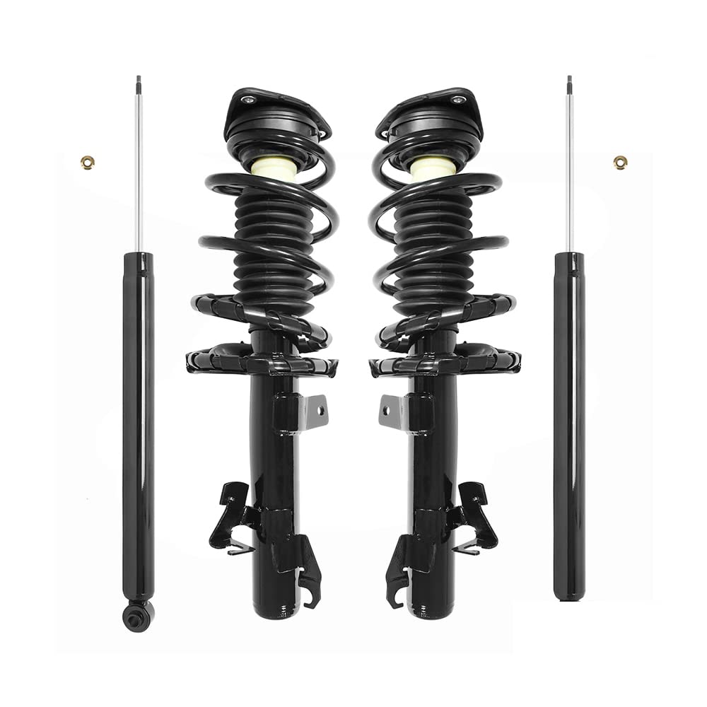Complete Strut Assemblies with Coil Springs & Rear Shock Absorbers - Replacement for 2004-2009 Mazda 3 (Set of 4) - Smooth Ride & Enhanced Handling for City Driving & Road Trips