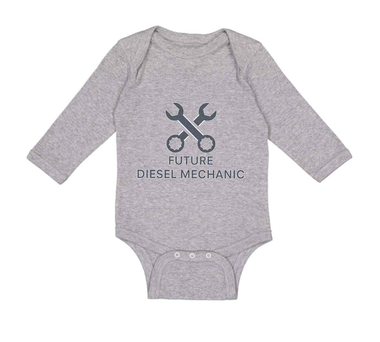 Future Diesel Mechanic Baby Bodysuit - Soft Cotton Long Sleeve Onesie for Boys & Girls | Perfect for Playtime, Workwear-Themed Photos & Mechanic Costume Parties