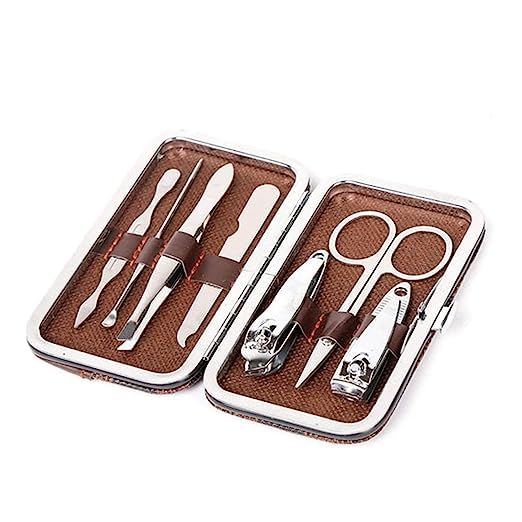 Professional 7-in-1 Stainless Steel Manicure & Pedicure Kit - Nail Clippers, Cuticle Plier, Nail Art Tools Set for Kids & Adults - Perfect for Home Salon, Travel & Gift Giving
