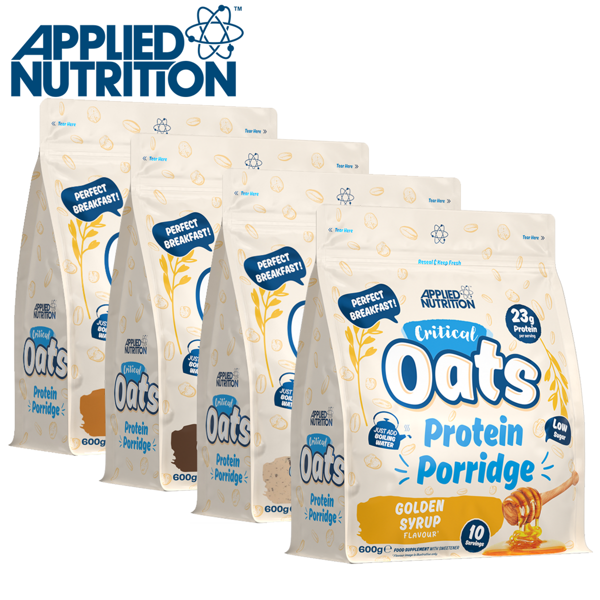 Applied Nutrition Critical Oats Protein Porridge 600g (10 Servings) - High Protein Oatmeal for Muscle Recovery & Weight Management | Perfect for Post-Workout, Breakfast & Healthy Snacking