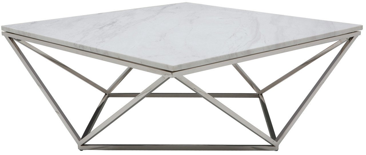 Modern Jasmine Marble Top Coffee Table with Polished Stainless Steel Base - Elegant Living Room Centerpiece for Home Decor & Entertaining