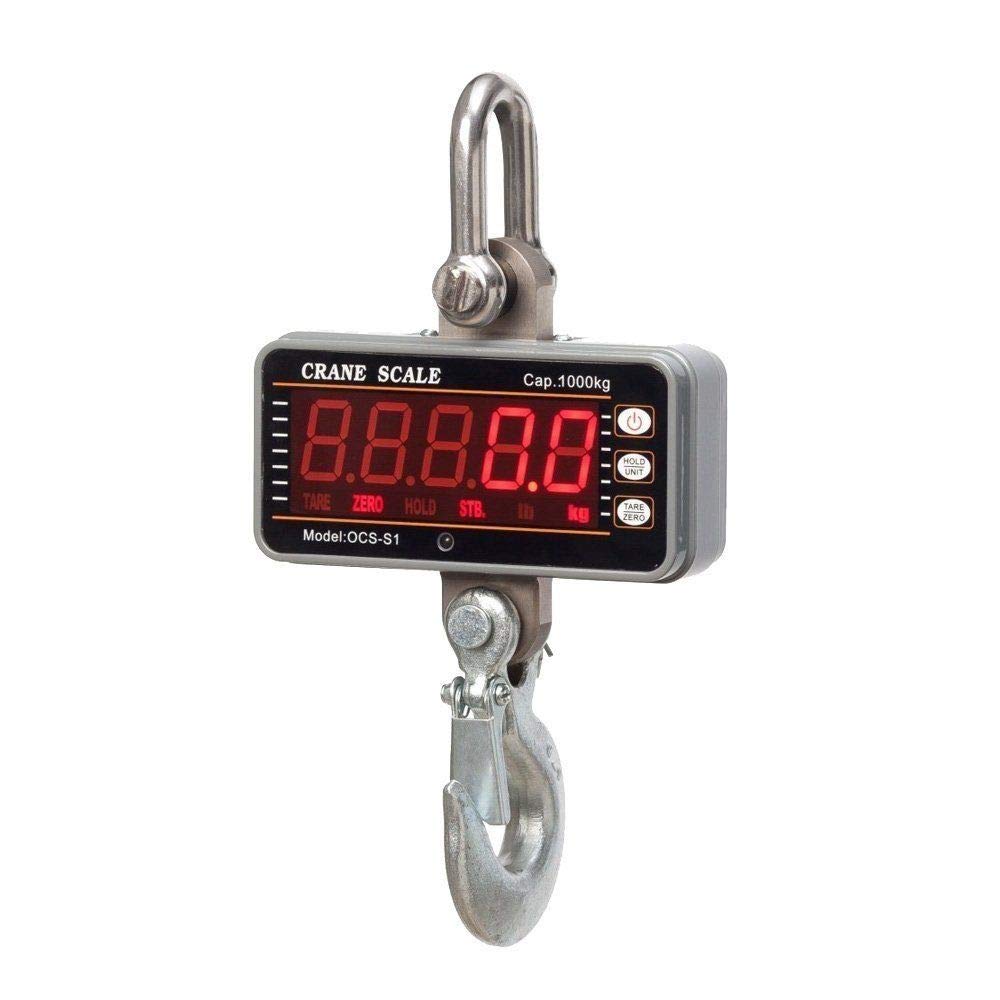 1T Smart Aluminum Digital Crane Scale - Heavy Duty Hanging Scale 1000KG/2000LBS - Perfect for Warehouses, Construction Sites & Industrial Weighing