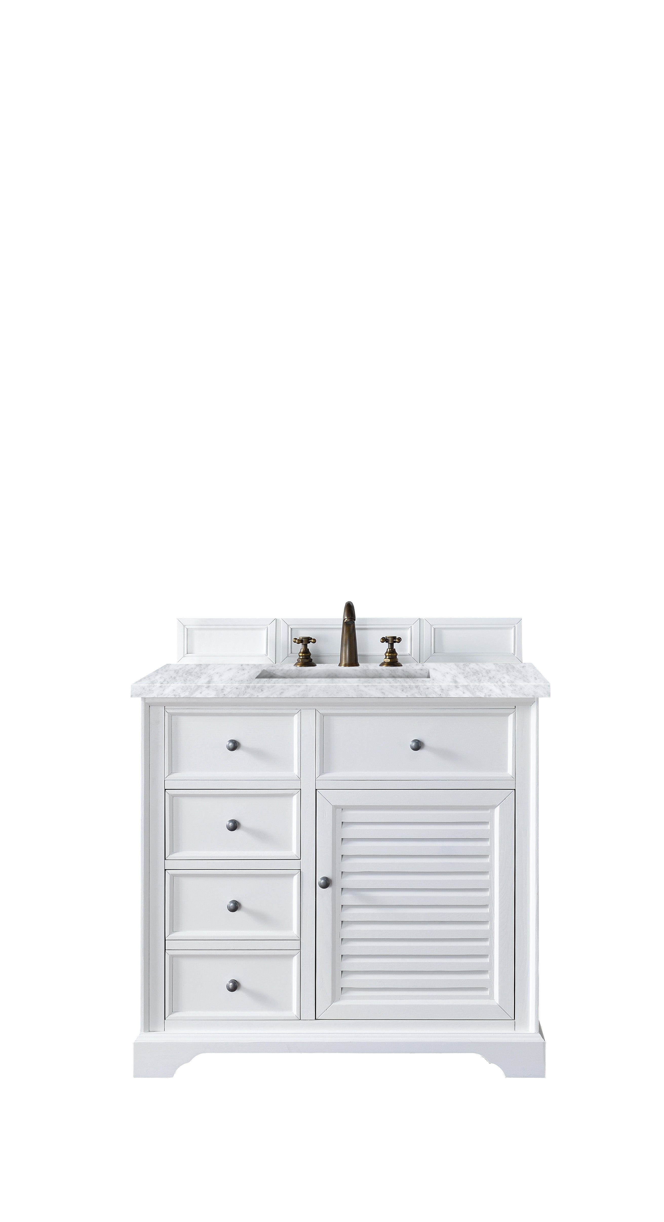 Savannah 36-Inch Bright White Bathroom Vanity with 3CM Carrara Marble Top - Perfect for Modern Master Bathrooms & Powder Rooms