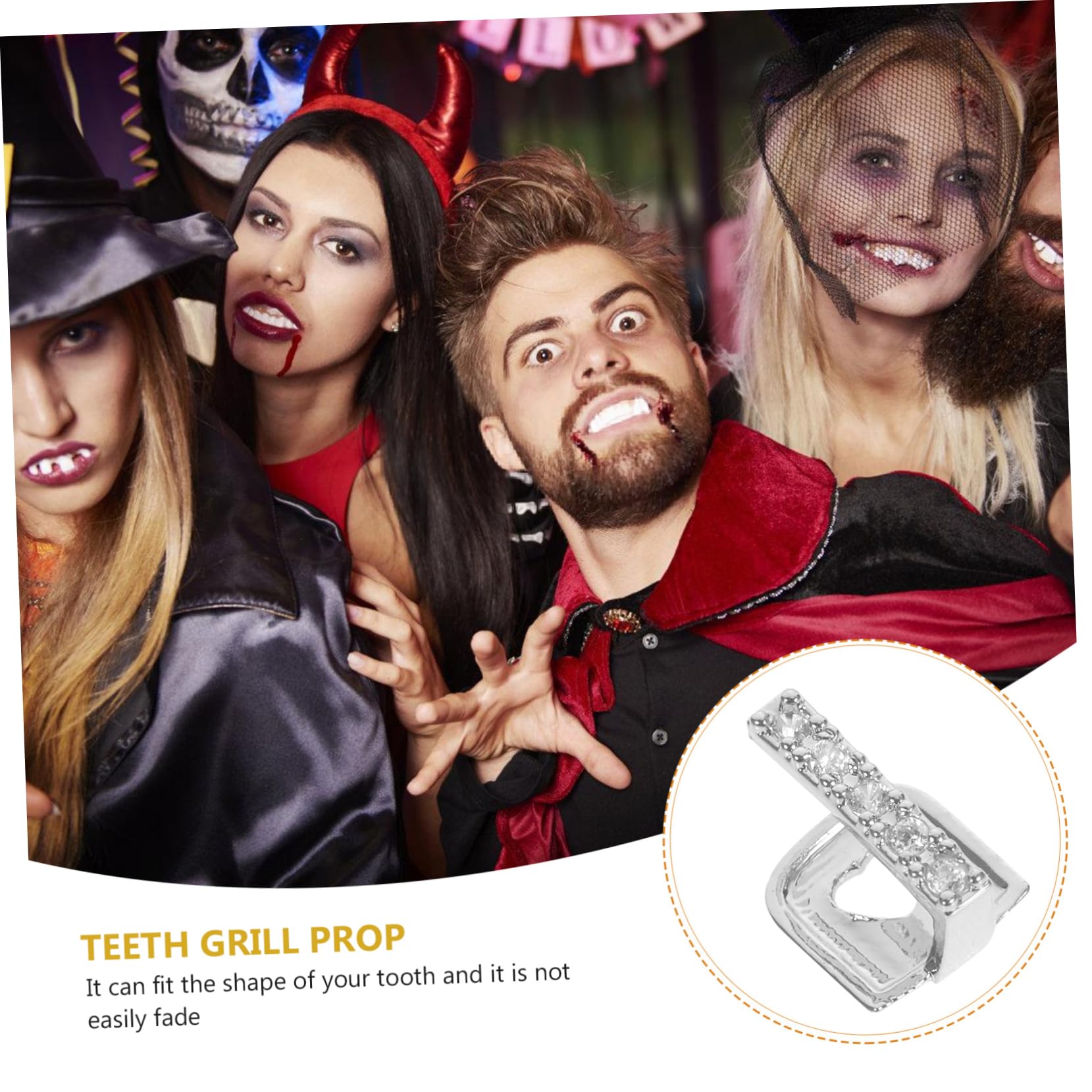 18K Gold Plated Hip Hop Grillz Teeth Jewelry - Single Tooth Grill for Rappers & Hip Hop Accessories | Perfect for Concerts, Parties & Fashion Statements