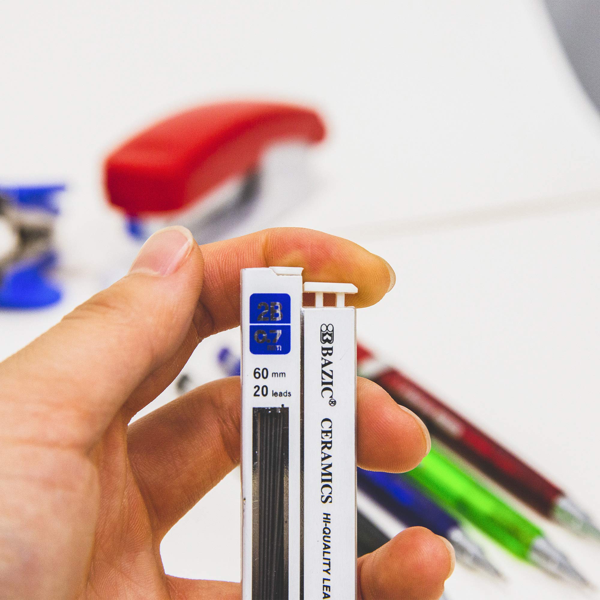 BAZIC 0.7mm Mechanical Pencils with Triangle Soft Grip - 144 Pack, Includes 2B Ceramic Lead Refills & Latex-Free Eraser - Perfect for Drafting, Drawing, Sketching, School, Office & Art Projects