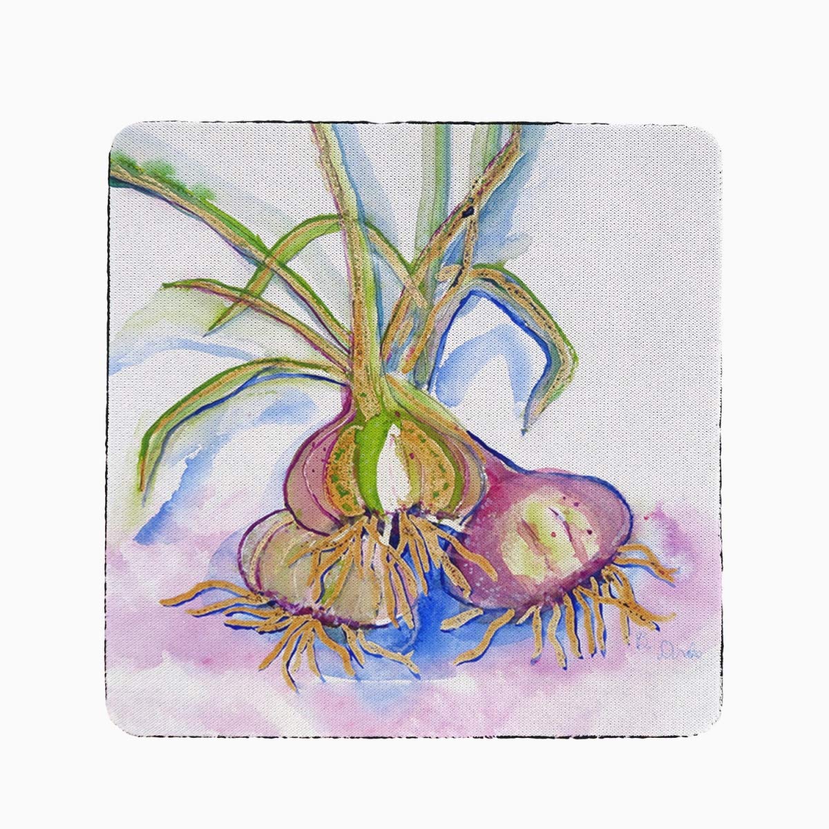 Betsy Drake CT1101 Vidalia Onions Coaster Set of 4 - Absorbent Drink Coasters for Kitchen, Dining Table & Bar - Cute Onion-Themed Home Decor