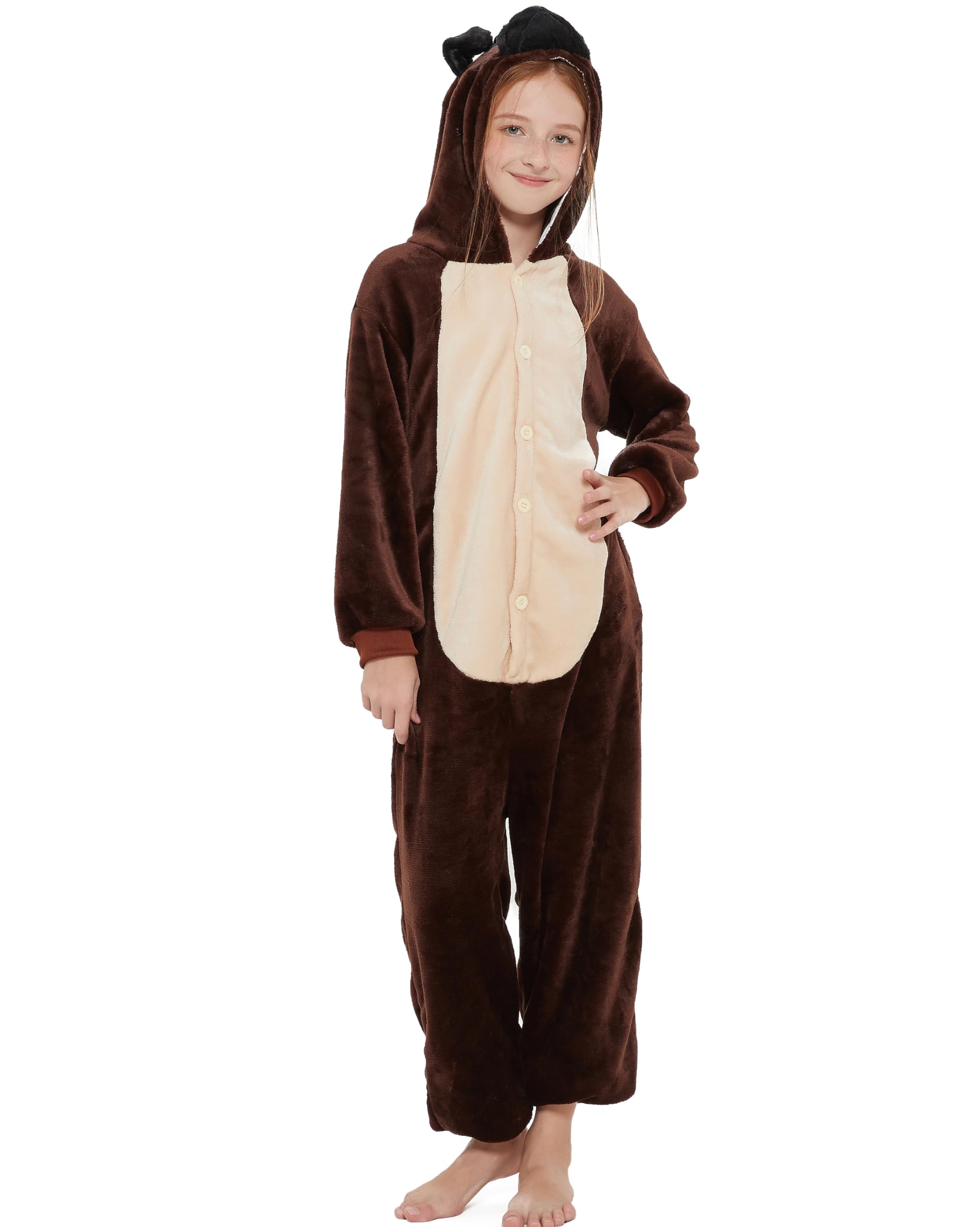 Kids Dog Onesie Fleece Pajamas - Cute Bulldog Animal Costume for Halloween, Christmas & Easter | Warm One-Piece Sleepwear for Boys & Girls