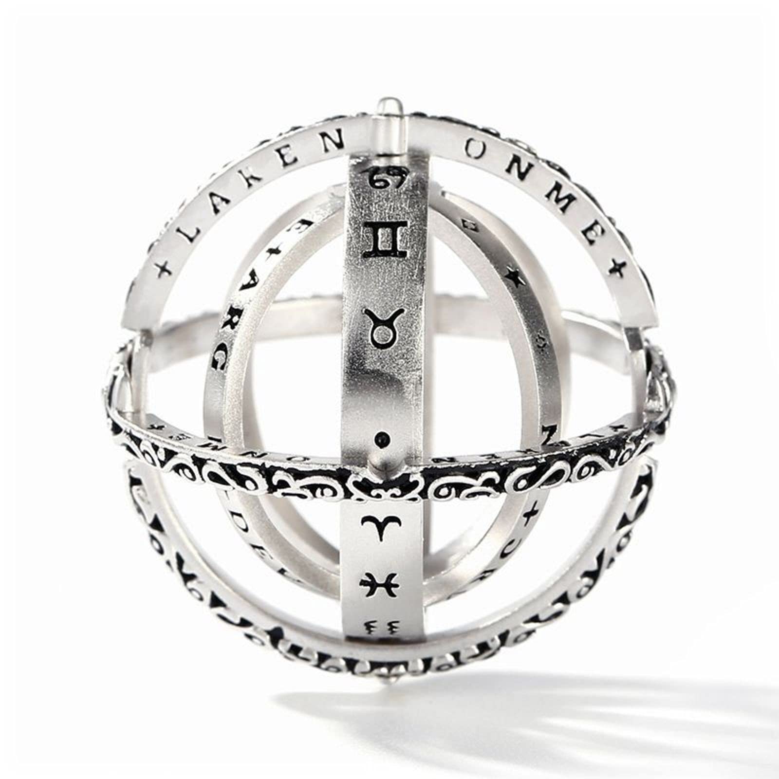 Jeulia Open Astronomical Sphere Ball Ring for Men & Women - 925 Sterling Silver Foldable Comic Finger Ring with Free Chain - Couple Lover Jewelry Gift for Anniversary, Valentine's Day & Romantic Occasions