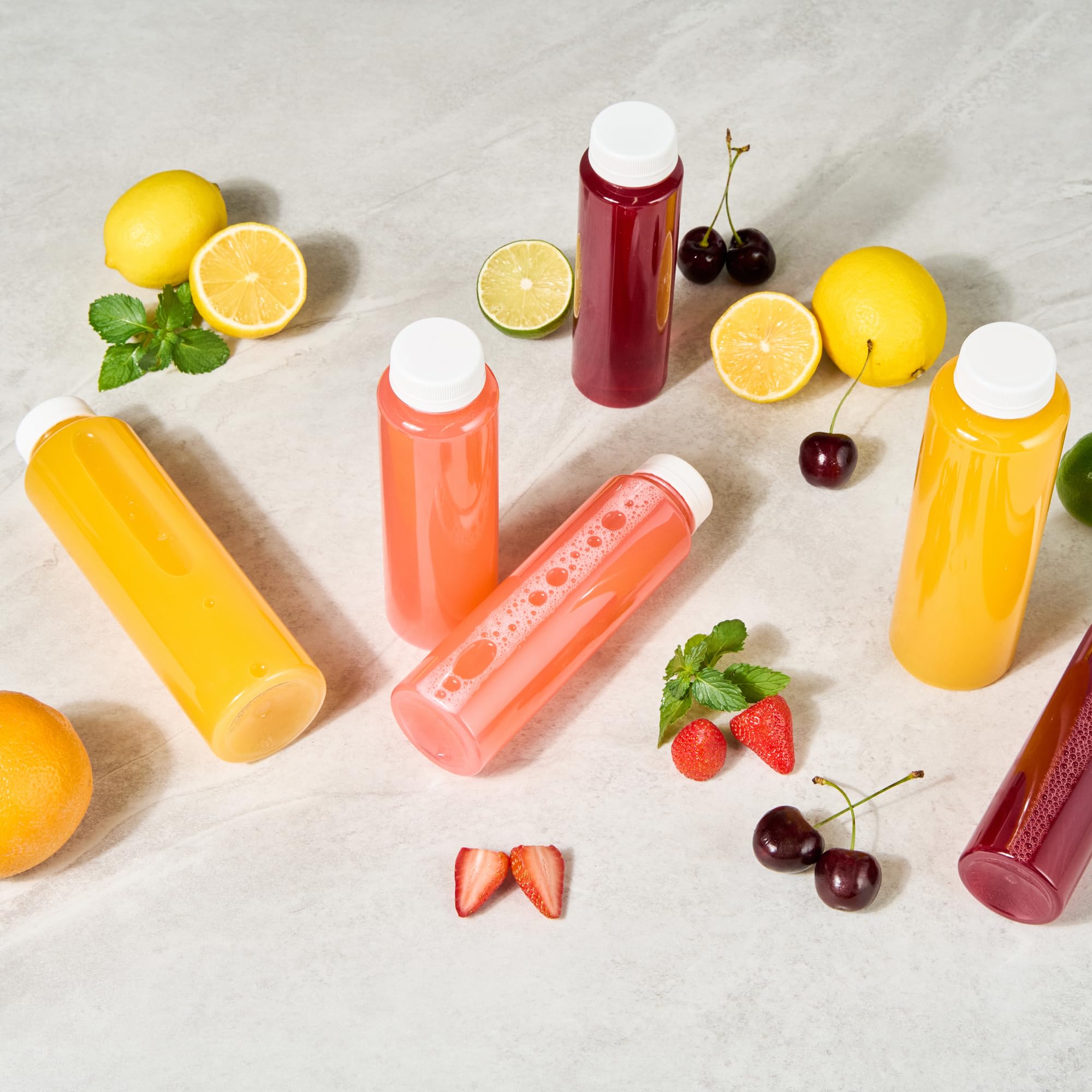 12oz Clear Plastic Juice Bottles with Safety Cap - 100 Pack Recyclable Empty Beverage Containers for Juicing, Milk Tea, Smoothies & More | Perfect for Restaurants, Cafes & Home Use