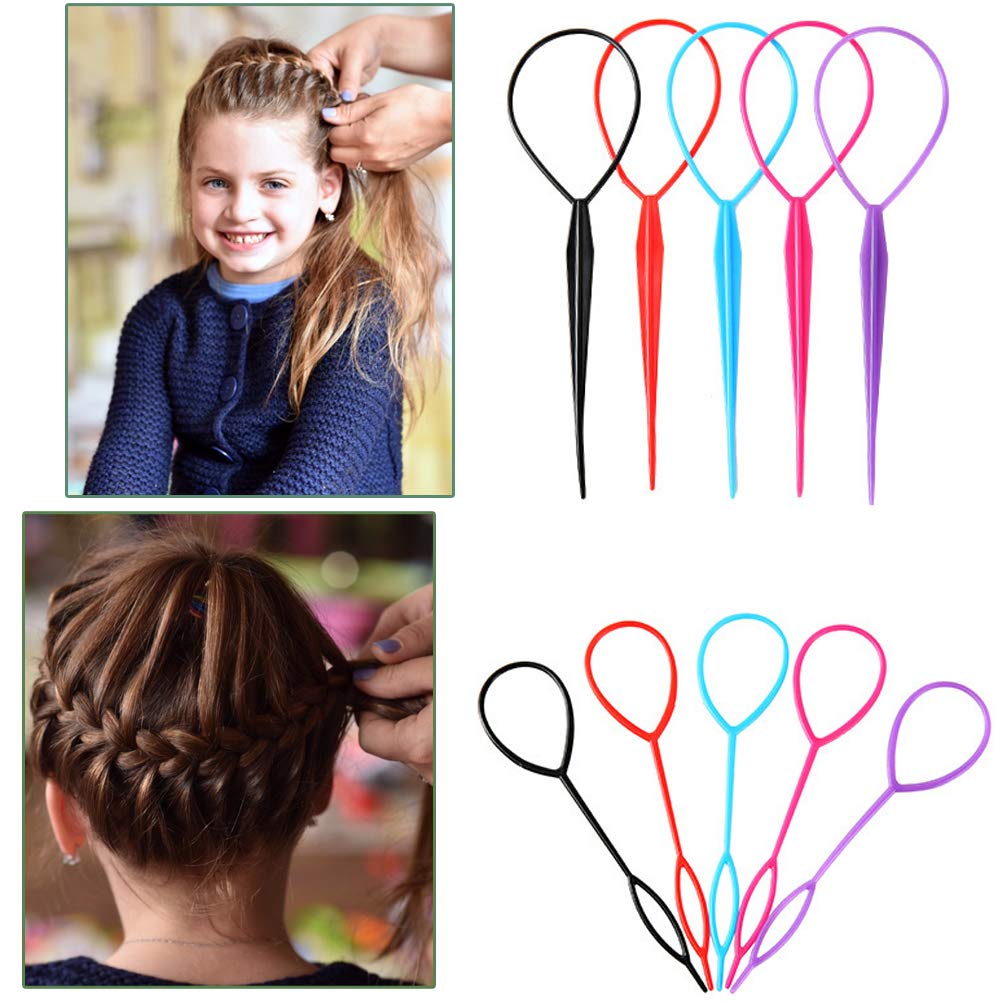 5 Pairs Plastic Hair Braid & Ponytail Maker Tools - French Braid Accessories, Hair Loops for Styling - Perfect for DIY Hairstyles, Parties, and Everyday Use