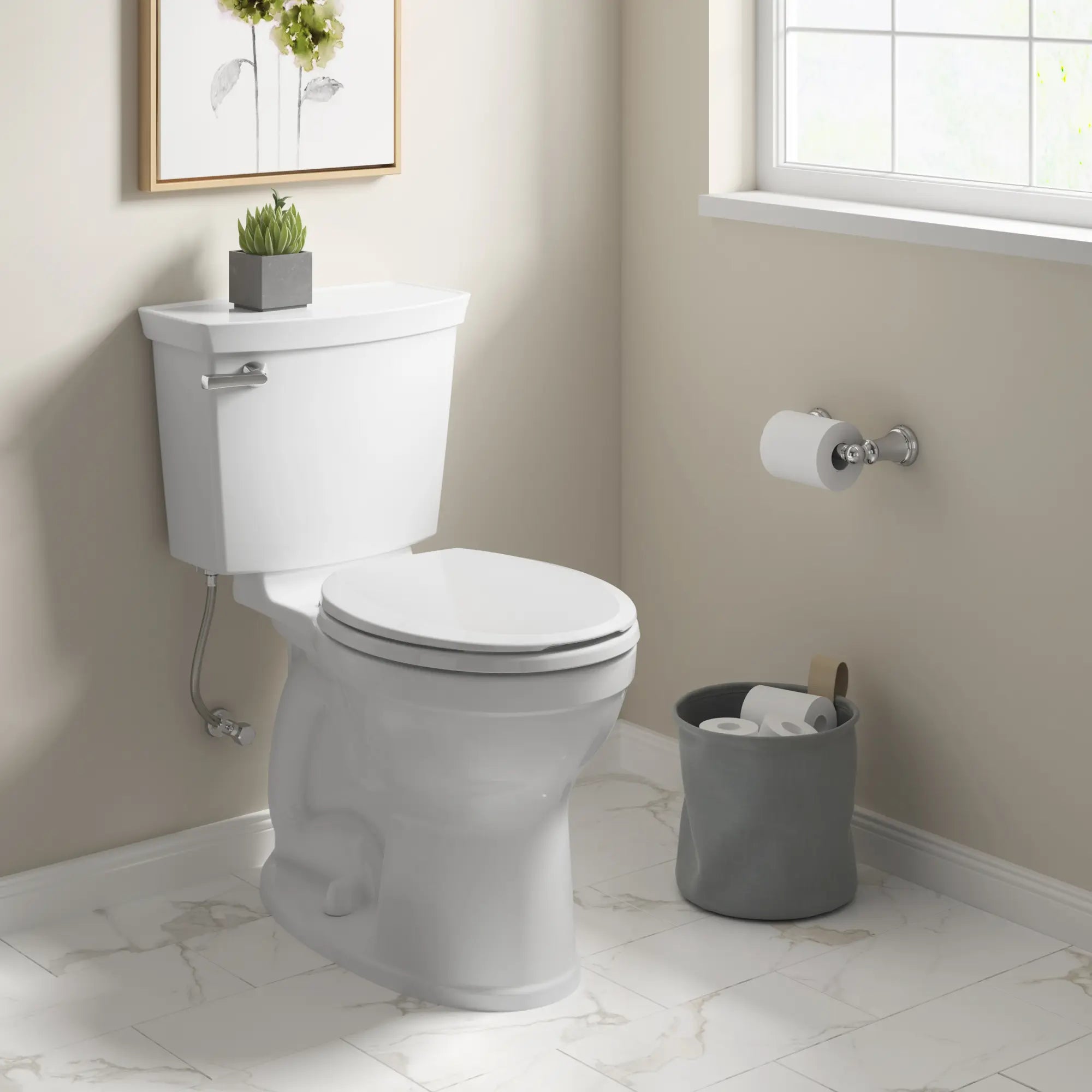 Champion® 4 Two-Piece 1.28 GPF/4.8 LPF Water-Saving Round Front Toilet with Soft-Close Seat - Perfect for Small Bathrooms & Powder Rooms