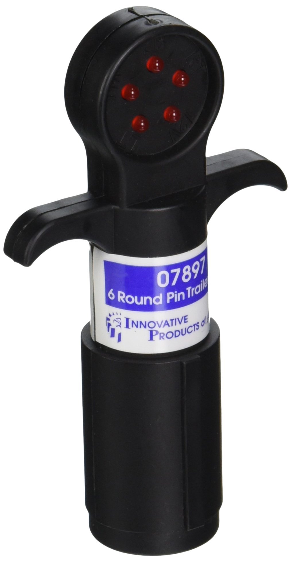 IPA7897 6-Way Round Pin Trailer Wiring Circuit Tester - Heavy Duty Black Electrical Diagnostic Tool for RV, Boat & Truck Trailers - Perfect for Roadside Repairs & Maintenance