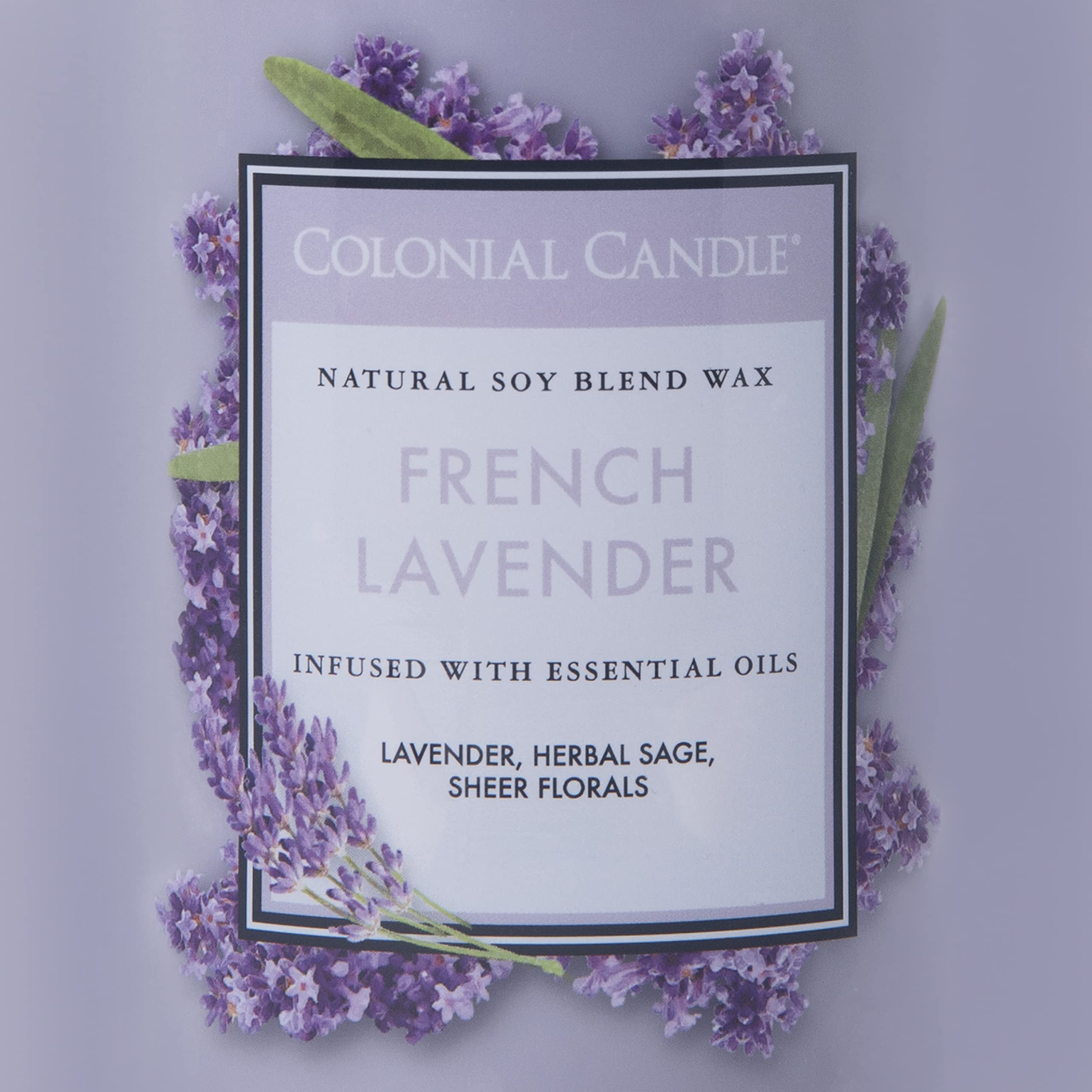 Colonial Candle French Lavender Scented Jar Candle - 19oz 2-Wick Purple Candle with 120-Hour Burn Time | Classic Cylinders Collection | Home Decor, Relaxation & Aromatherapy