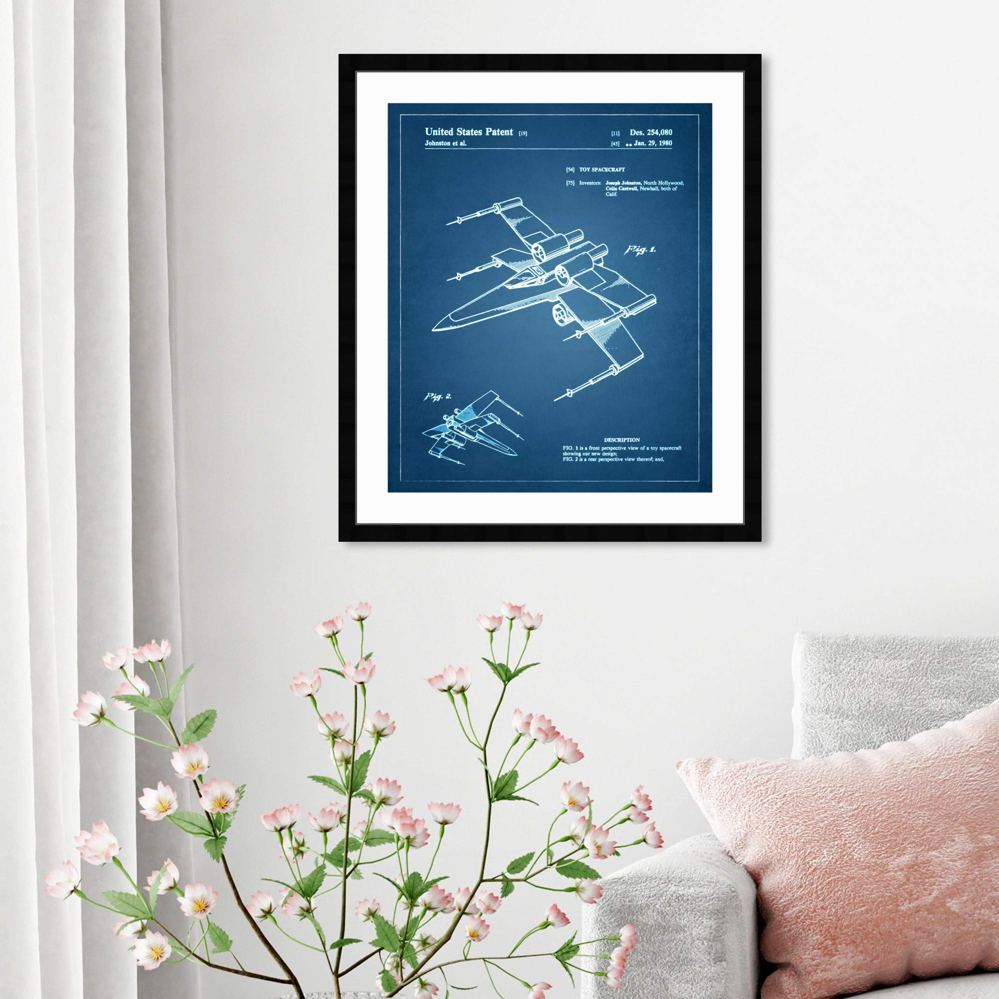 Oliver Gal Artist Co. 'Spacecraft 1980' Framed Blueprint Wall Art - 26