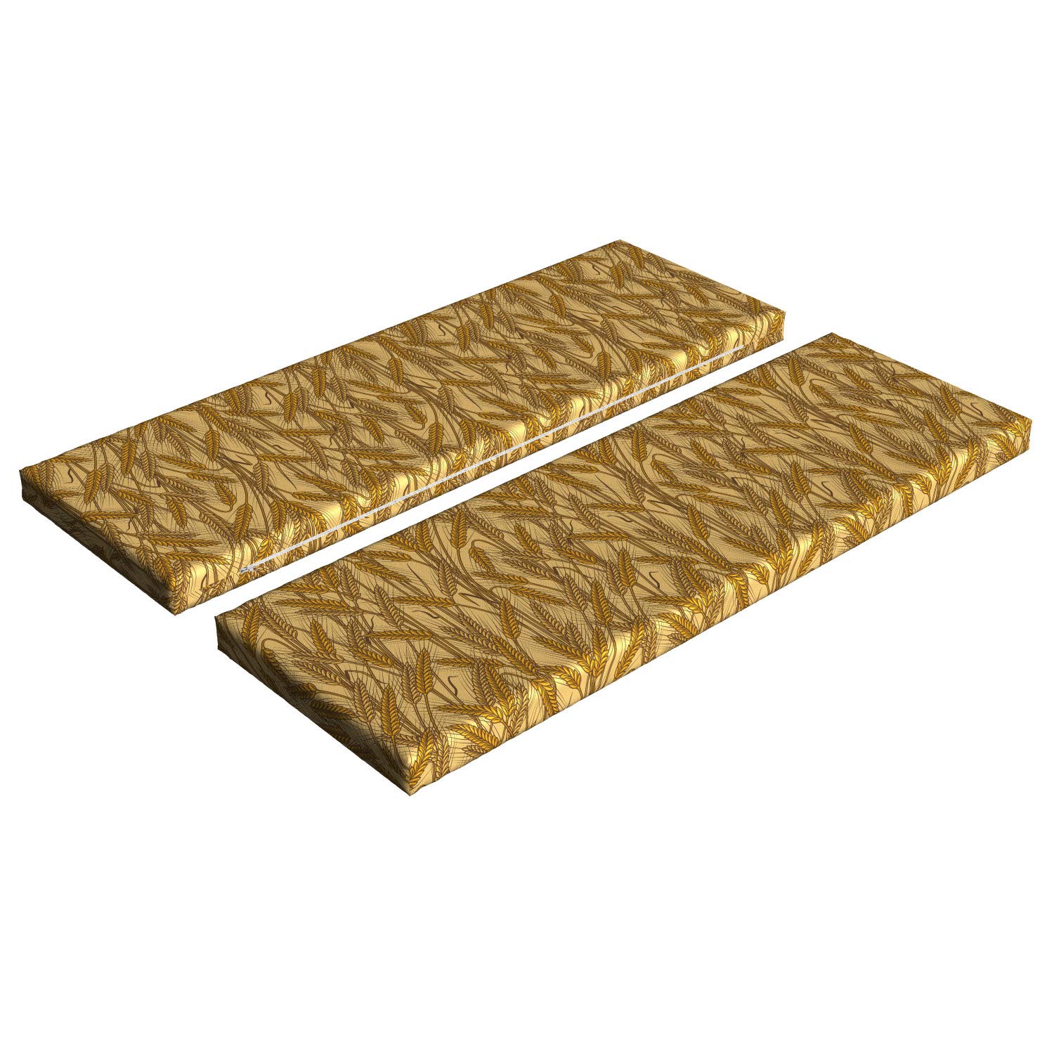 Ambesonne Harvest Bench Cushion Set of 2 - Farmhouse Decor with Wheat Rye Field Pattern, 45